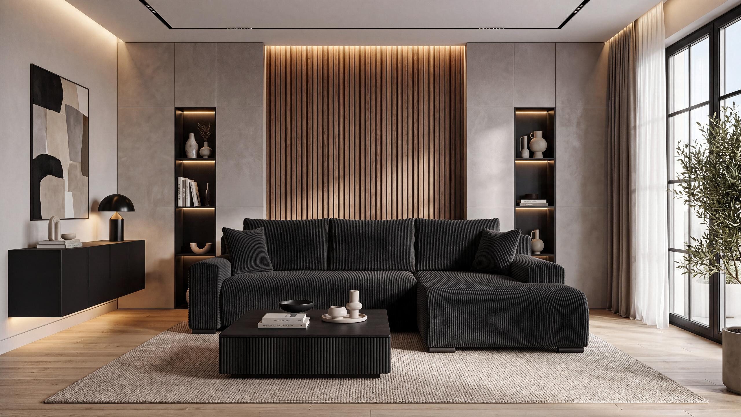 storez24 Ecksofa Soffe, mit Bettkasten und Schlaffunktion, Cordstoff, L-Form, bequem