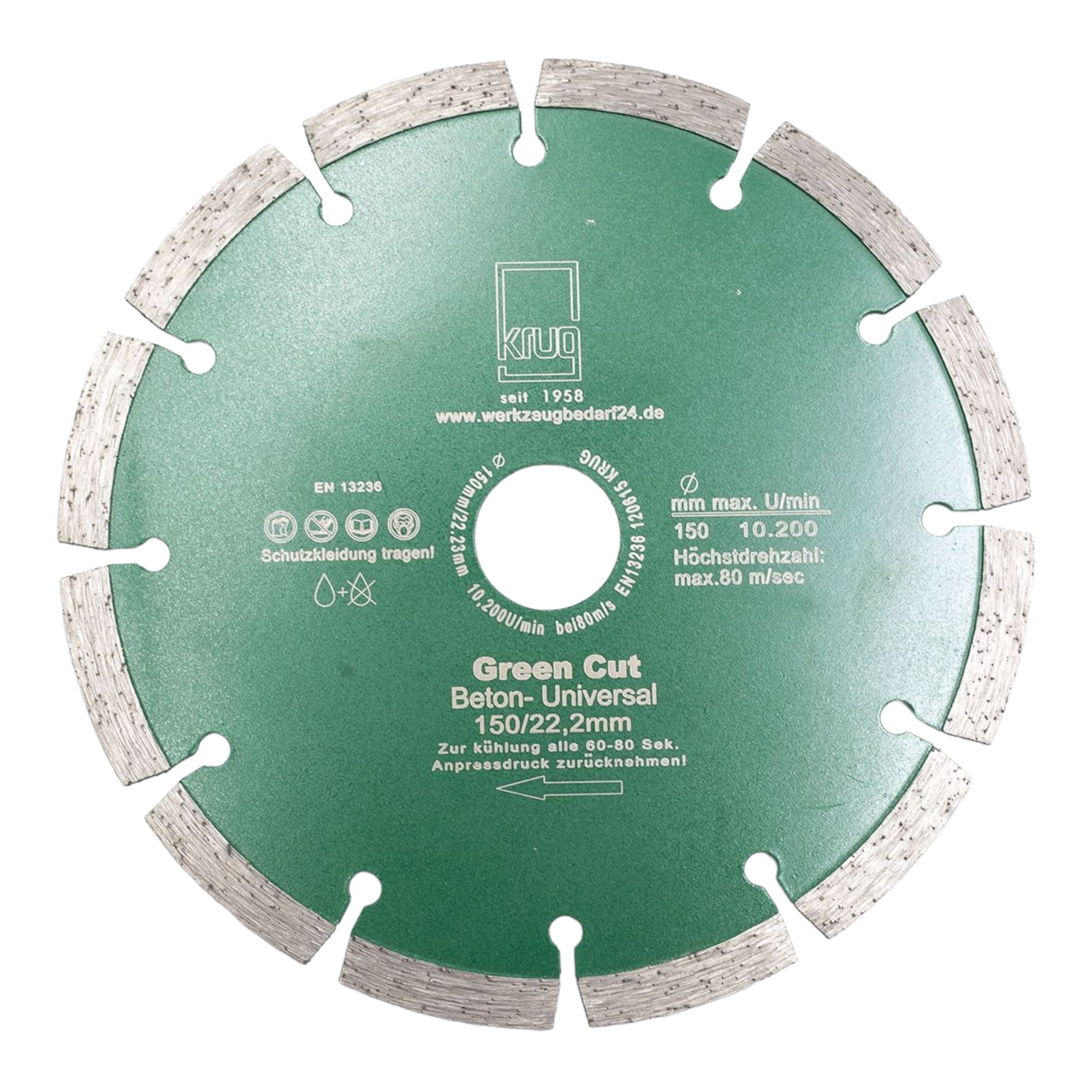 Fritz Krug Trennscheiben Diamantscheibe Green Cut Beton Universal 150 mm für Beton Granit