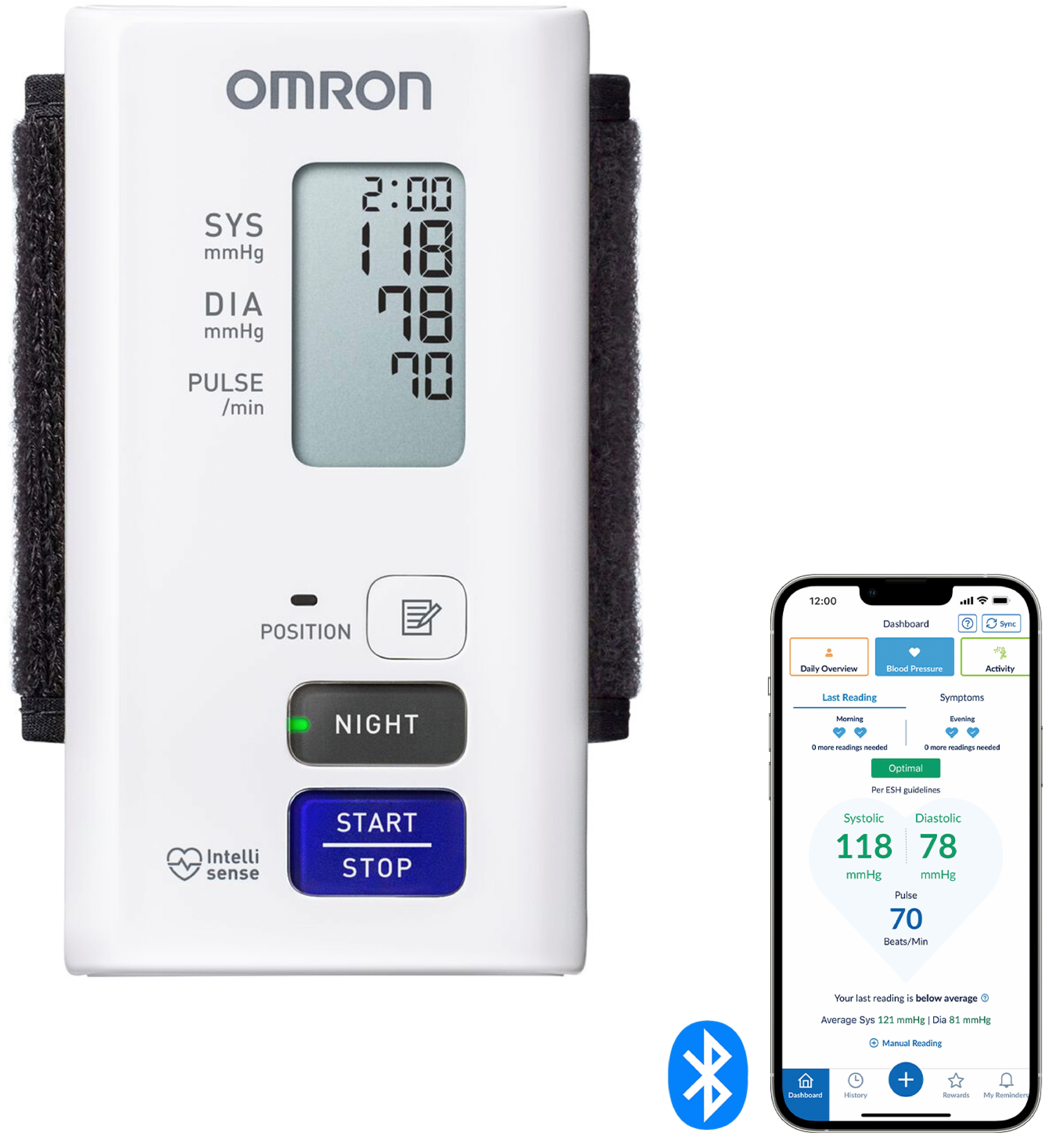 Omron Handgelenk-Blutdruckmessgerät NightView, geräuschlos, komfortabel, zur nächtlichen Blutdruckmessung zu Hause