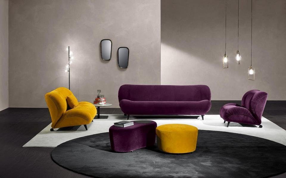 JVmoebel Sofa Modernes Sofa 3+2 Sitzer + Sessel + 2x Hocker Stoff Design Couch Set, Made in Europe