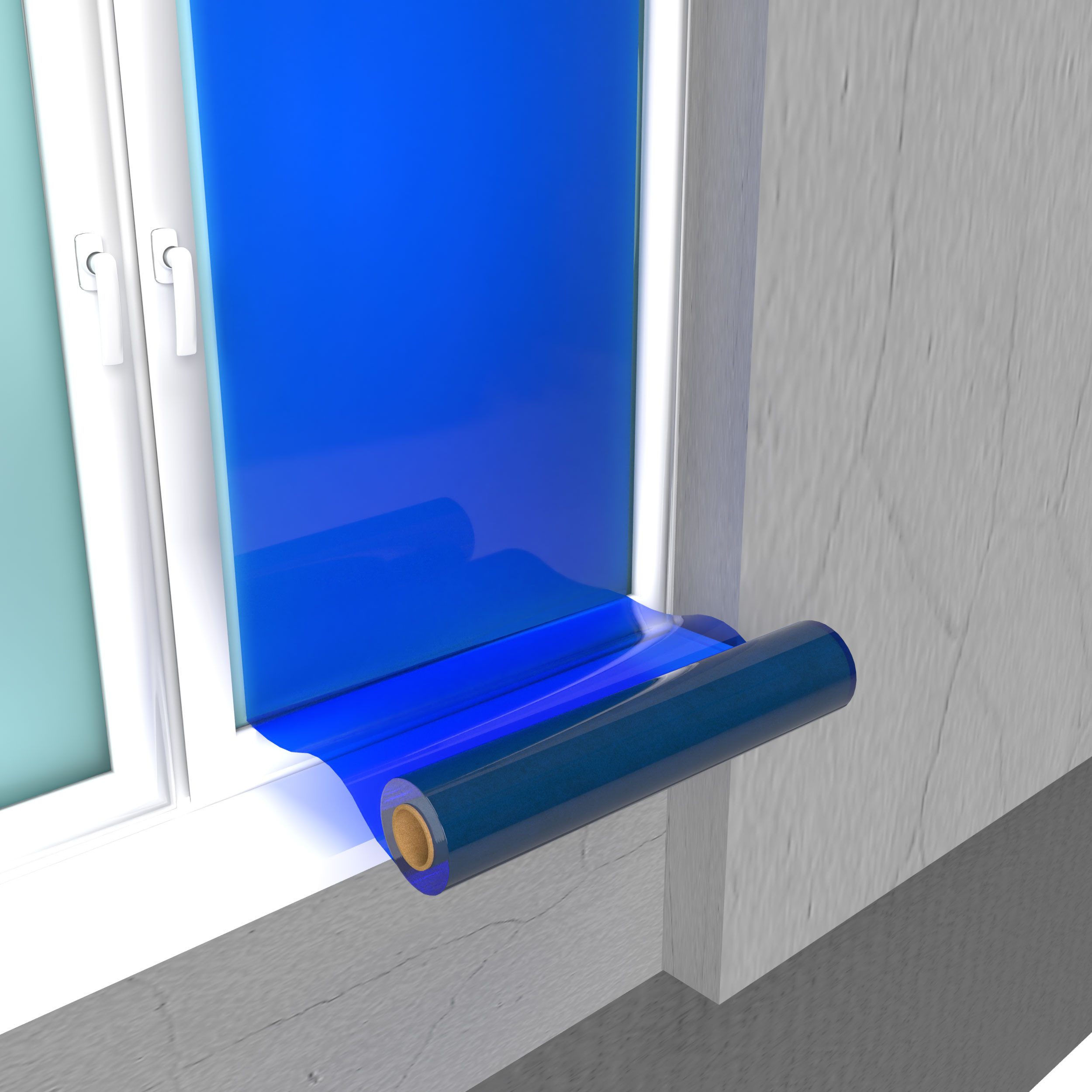 doitBau Abdeckfolie Glasschutzfolie blau selbsthaftend 100cm x 100m, (1-St)