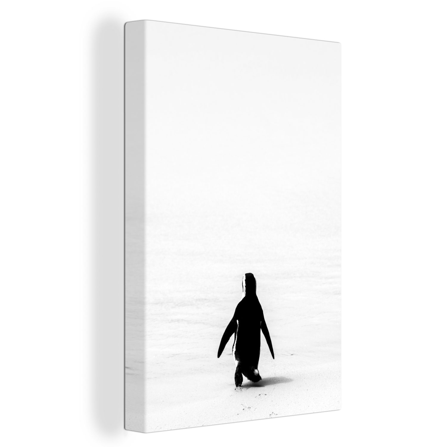OneMillionCanvasses® Leinwandbild Pinguin - Minimalistisch - Schwarz und weiß, (1 St), Leinwandbild fertig bespannt inkl. Zackenaufhänger, Gemälde, 20x30 cm