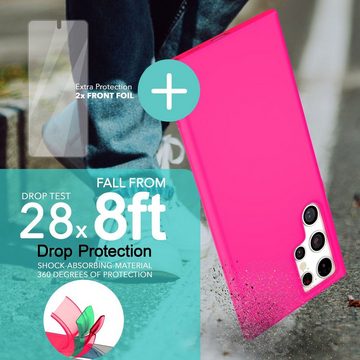 Nalia Smartphone-Hülle Samsung Galaxy S23 Ultra, Neon Silikon Hülle / 2x Displayschutz / Bunt Leuchtend / Soft Cover