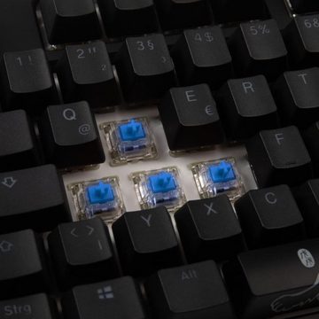 Ducky ONE 2 TKL PBT Gaming Tastatur, MX-Blue, RGB LED - schwarz Gaming-Tastatur (mechanisch, TKL-Version, USB Typ-C, deutsches Layout QWERTZ, schwarz/weiß)