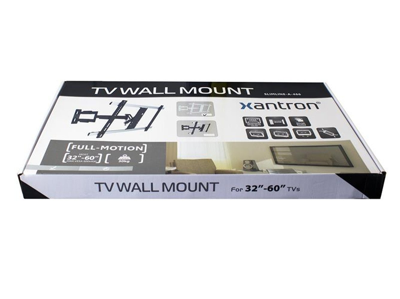 Xantron TV-Wandhalterung für Monitore 32-60" vollbeweglich, neigbar, drehbar, SLIMLINE-A-466-W, (bis 60 Zoll, weiß, schwenkbar, ausziehbar, ultraflach)