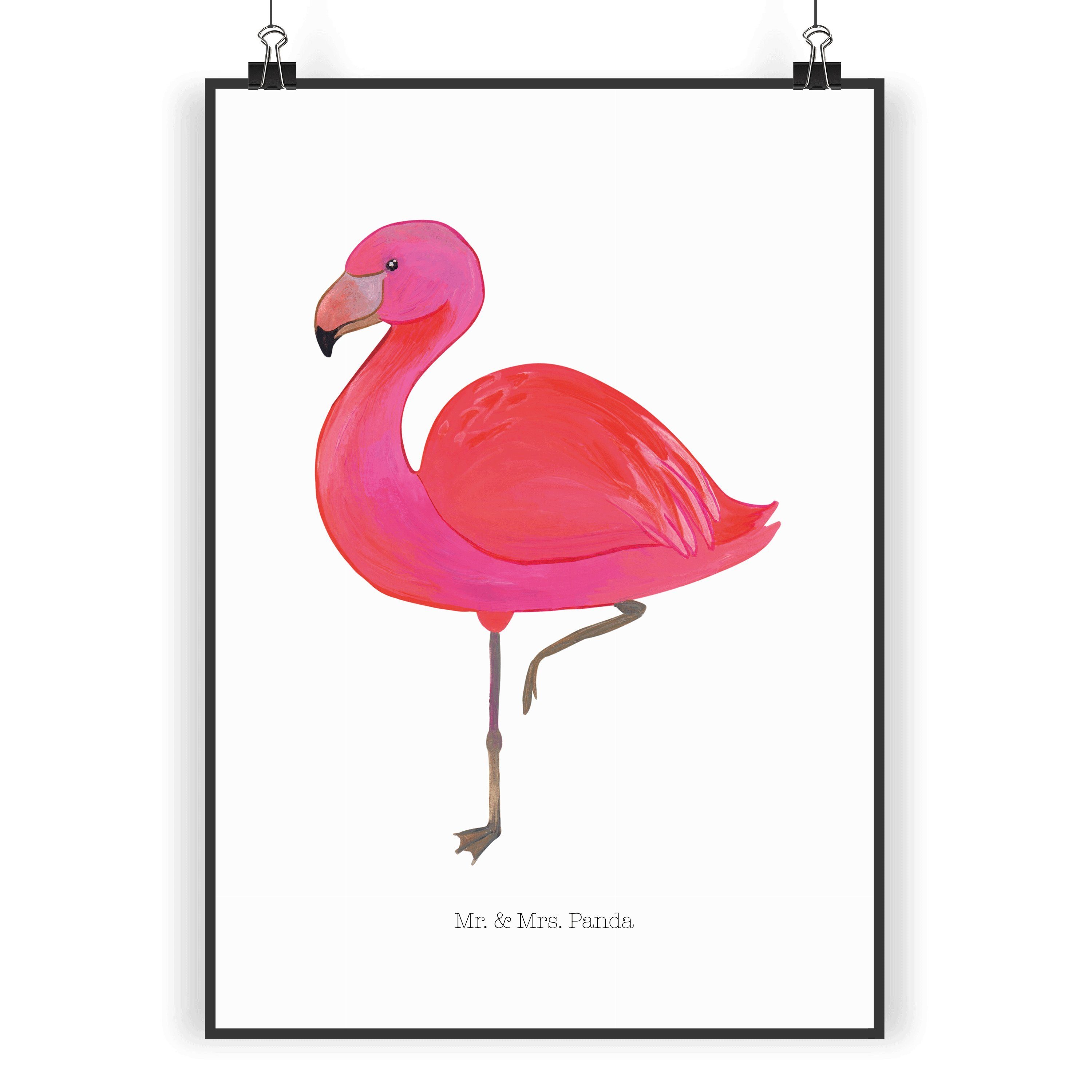 Mr. & Mrs. Panda Poster DIN A5 Flamingo Classic - Weiß - Geschenk, Freundinnen, Mr. & Mrs. Pa, Flamingo classic (1 St), Detailreiche Designs
