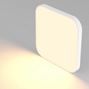 ZMH LED Deckenleuchte Dimmbar Flach IP44 Wasserdicht Bad- Küchen- Schlaflampe Bad Flur, LED fest integriert, Warmweiß, ∅27CM, 19w
