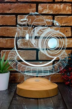 Geschenkelampe LED Nachttischlampe Fotokamera 3D Illusionslampe Nachtlicht Geschenk für Fotografen, Leuchte 7 Farben fest integriert, Geschenk für Berufseinstieg, Fotograf, Freunde