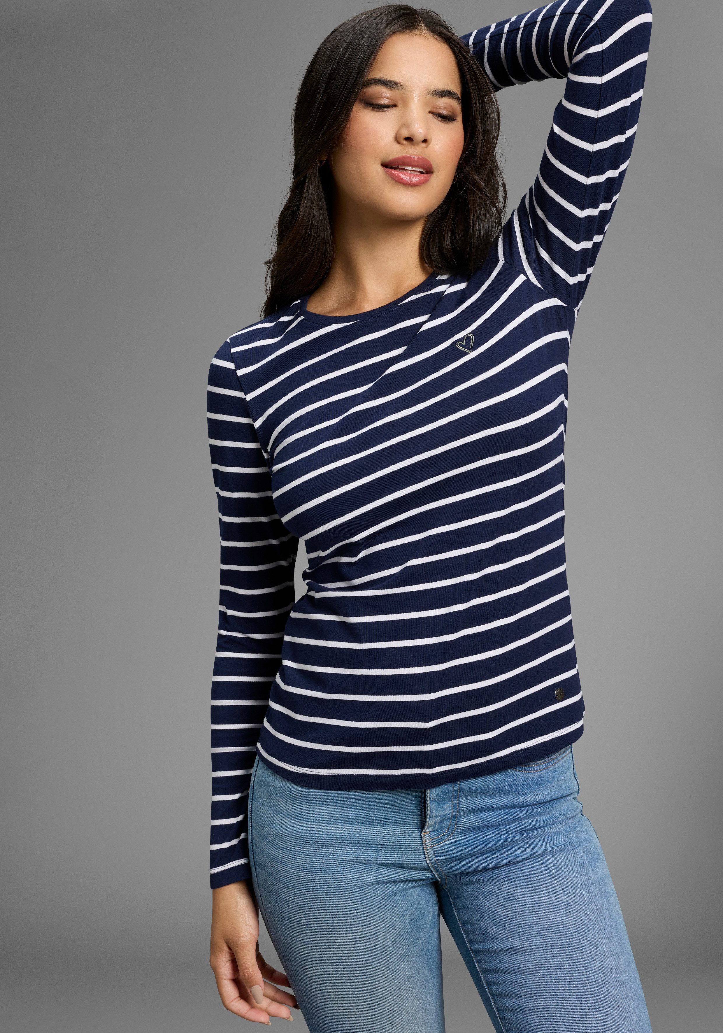 KangaROOS Langarmshirt im Doppelpack, gestreift + uni günstig online kaufen