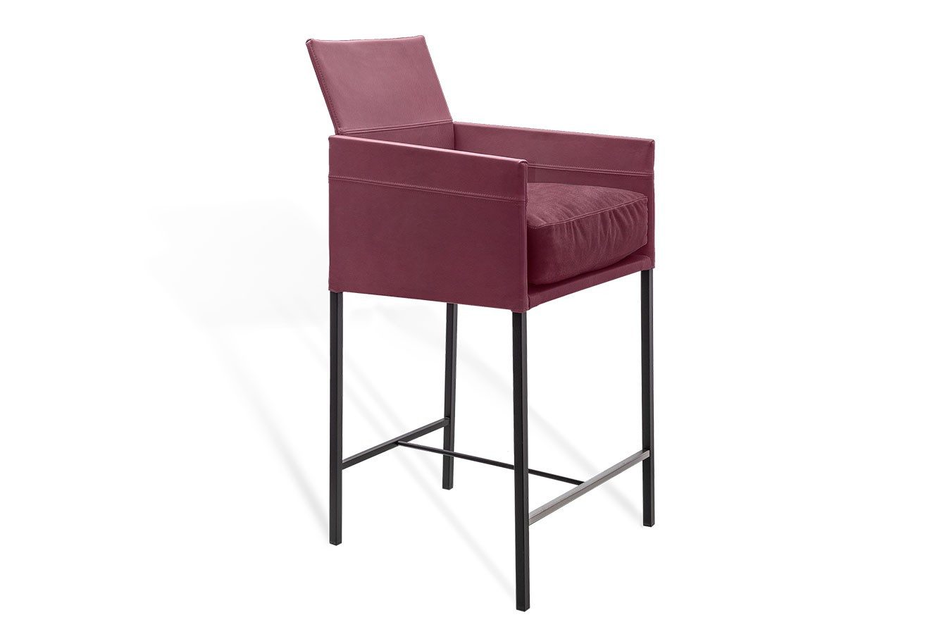 KFF Barhocker Tex Thekenstuhl mit Arm Leder pink