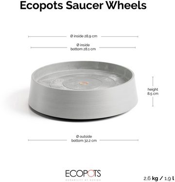 ECOPOTS Topfuntersetzer mit Rollen Oslo 35 Weißgrau, Zubehör für Ecopots Pflanzgefäße, für innen und außen: frostsicher, bruchsicher und lichtbeständig