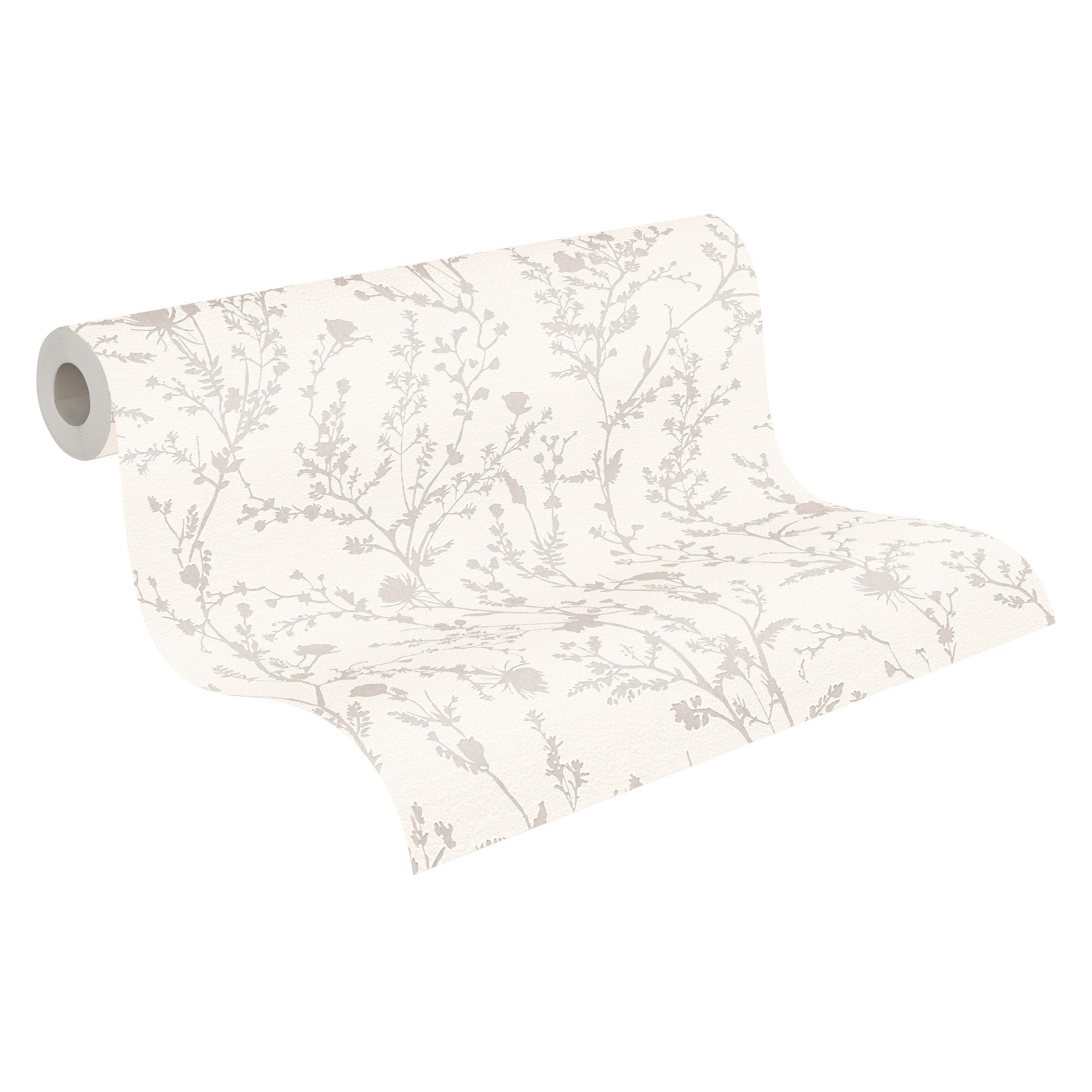 Bricoflor Blumentapete in Creme Weiß mit Glanz Effekt Moderne Vliestapete F günstig online kaufen
