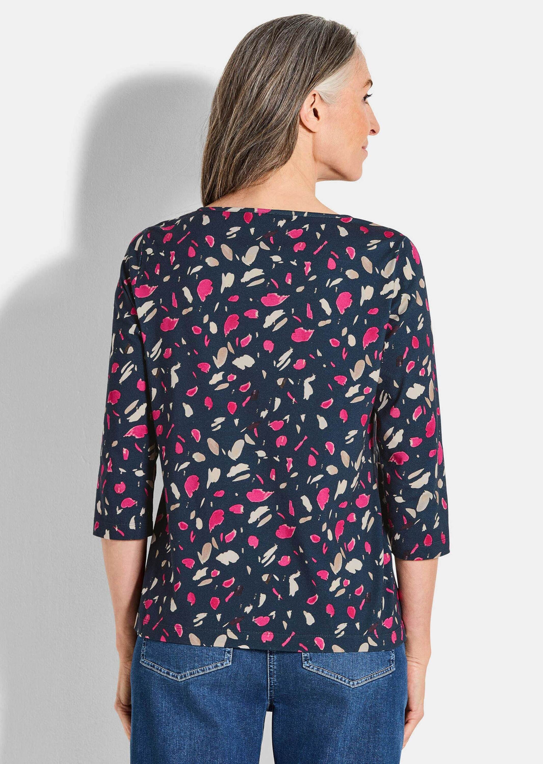 GOLDNER Print-Shirt Florales Jerseyshirt mit Paisley-Muster Baumwollshirt mit U-Boot-Ausschnitt und 3/4-Ärmeln – Bild 3 von 5