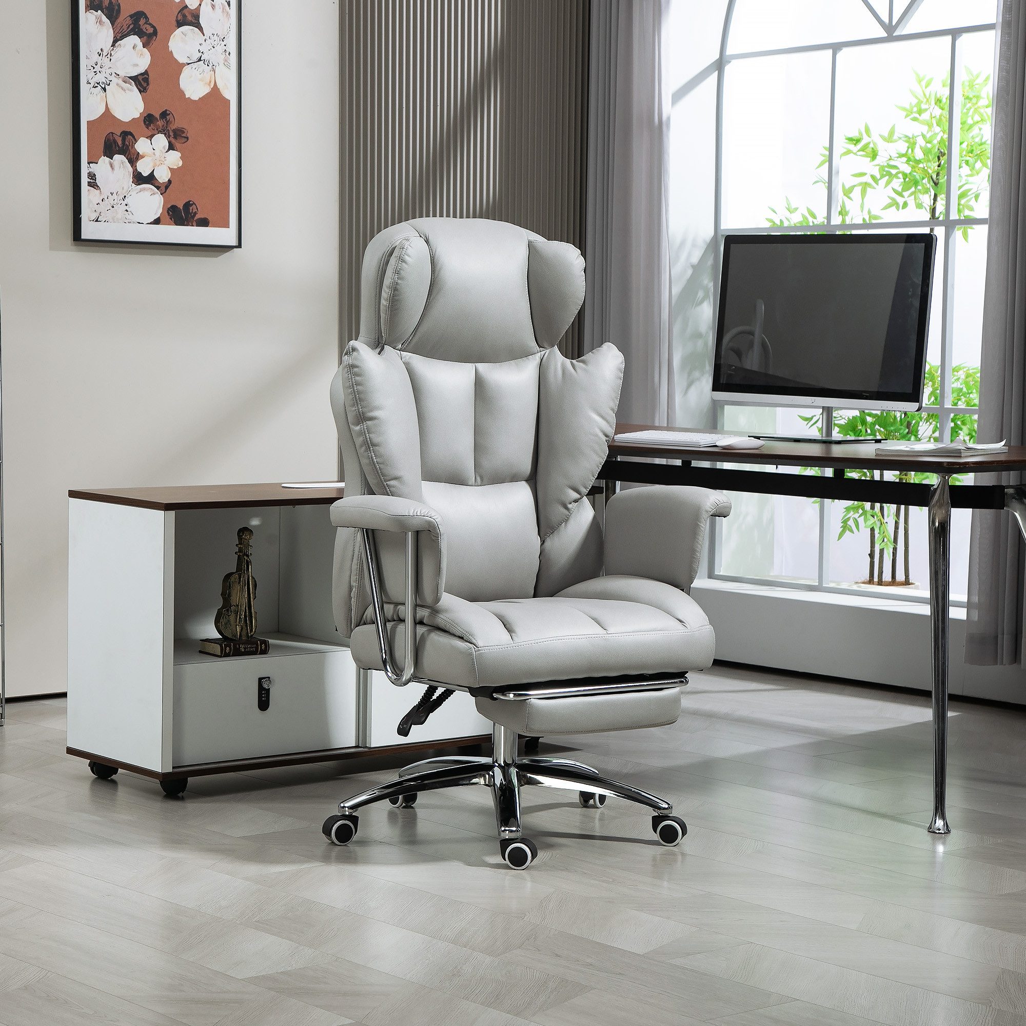 HOMCOM Schreibtischstuhl mit Liegefunktion, Fußstütze, ergonomisch, höhenve günstig online kaufen