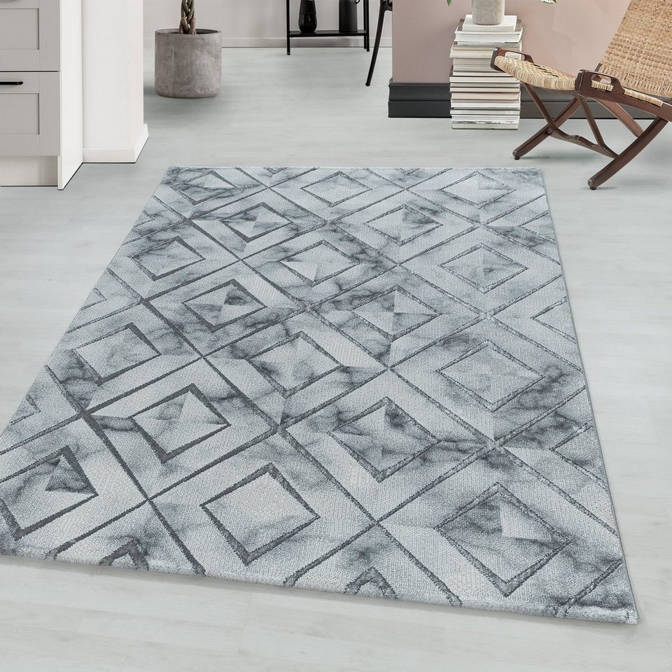 Teppich Marmor Design, Teppium, Läufer, Höhe: 12 mm, Teppich Wohnzimmer,  Material: Hochwertiges Polypropylen mit einem Rücken aus