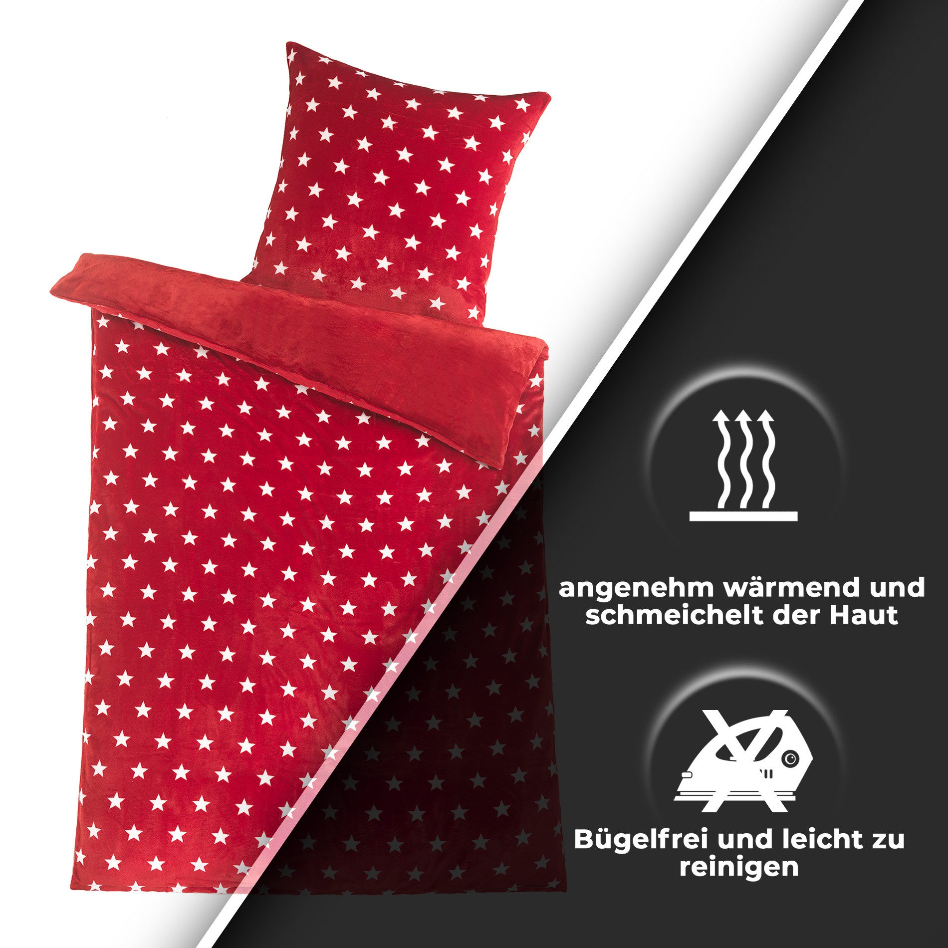 Malika Wendebettwäsche Cashmere-Touch Fleece, weiche, warme Winterbettwäsche, Cashmere Touch, 2 teilig, Flauschig warmes Teddy-Plüsch – Bild 4 von 5