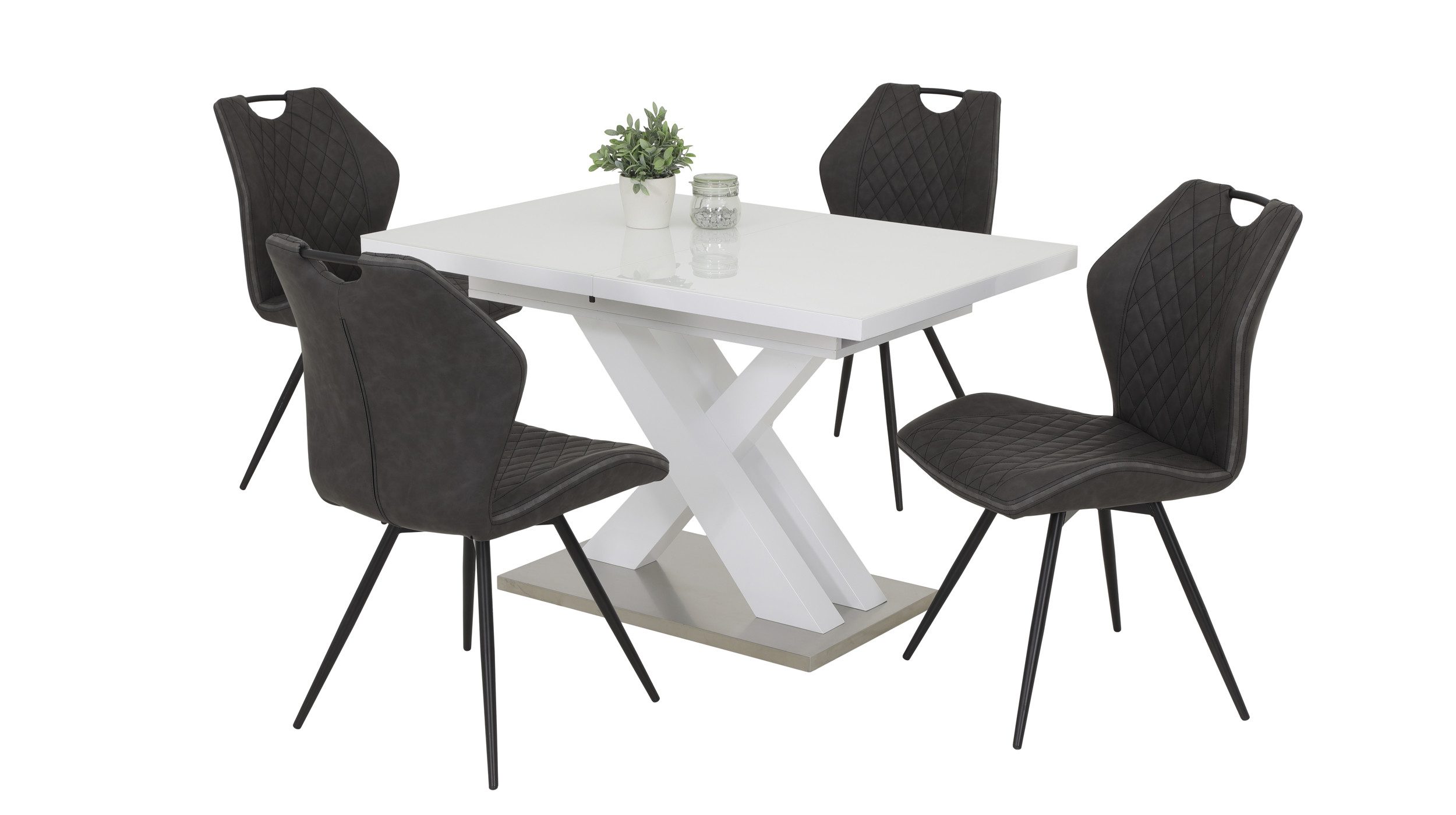 Die Möbelfundgrube® Esstisch ELVIRA 120 - 160 cm ausziehbar / weiß hochglan günstig online kaufen