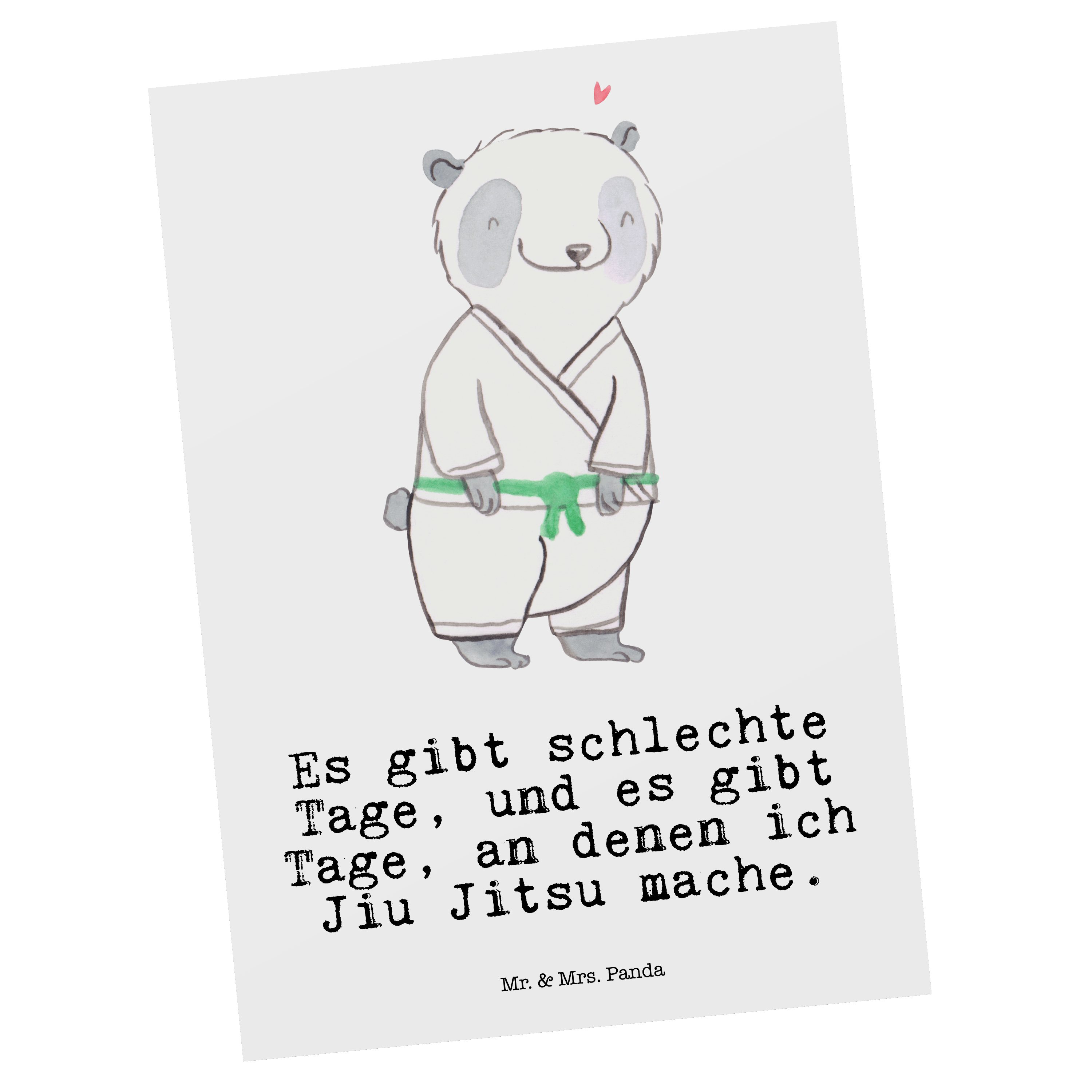 Postkarte Panda Weiß Tage Geschenk, - Mr. Panda Einladu Karte, - & Jiu Ansichtskarte, Mrs. Jitsu