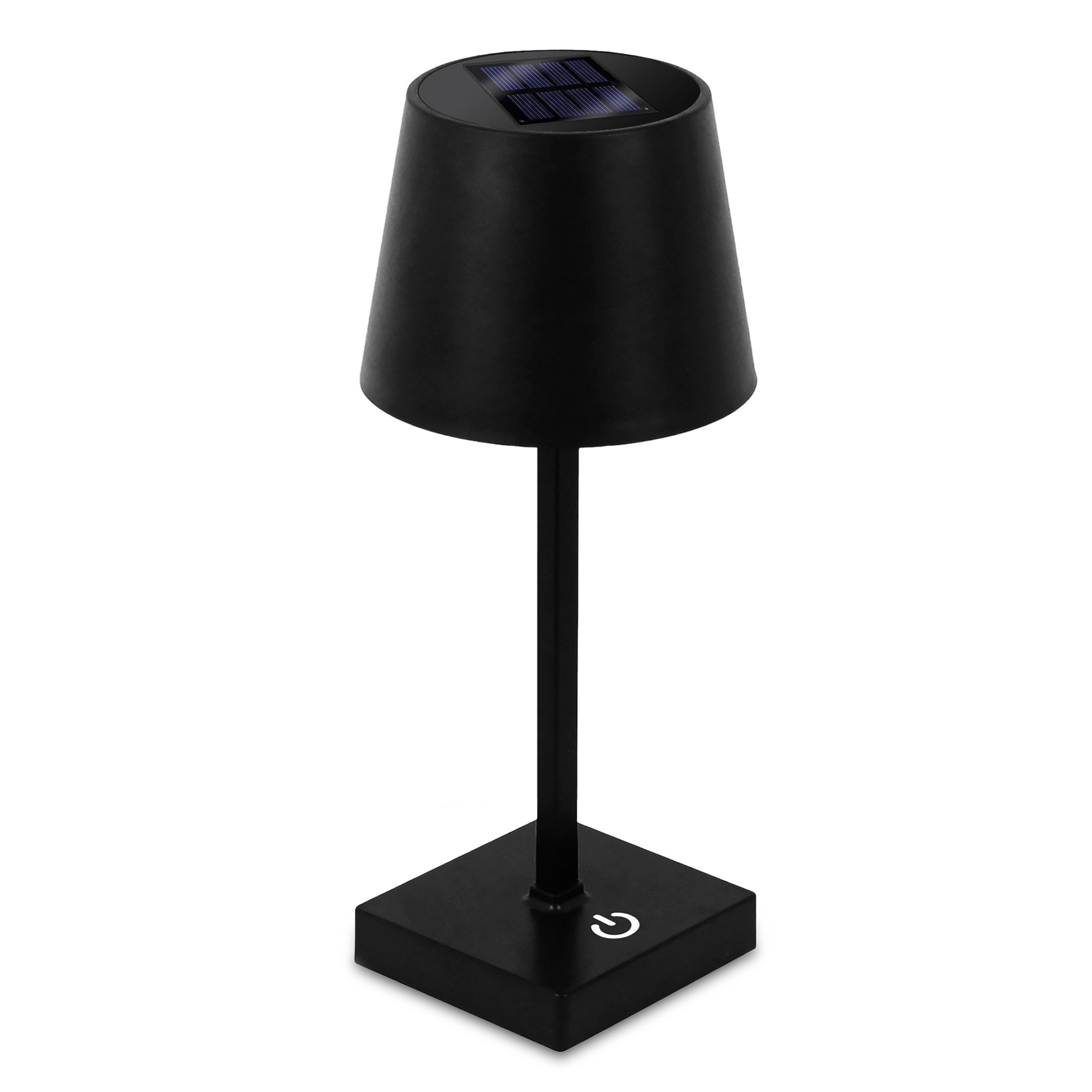 Spetebo LED Solarleuchte LED Solar Akku Touch Leuchte warm weiß - 26 x 11 cm, 3 Helligkeits Stufen / Dimmbar / Touch, LED fest integriert, warmweiß, Garten Kunststoff Tischlampe in schwarz