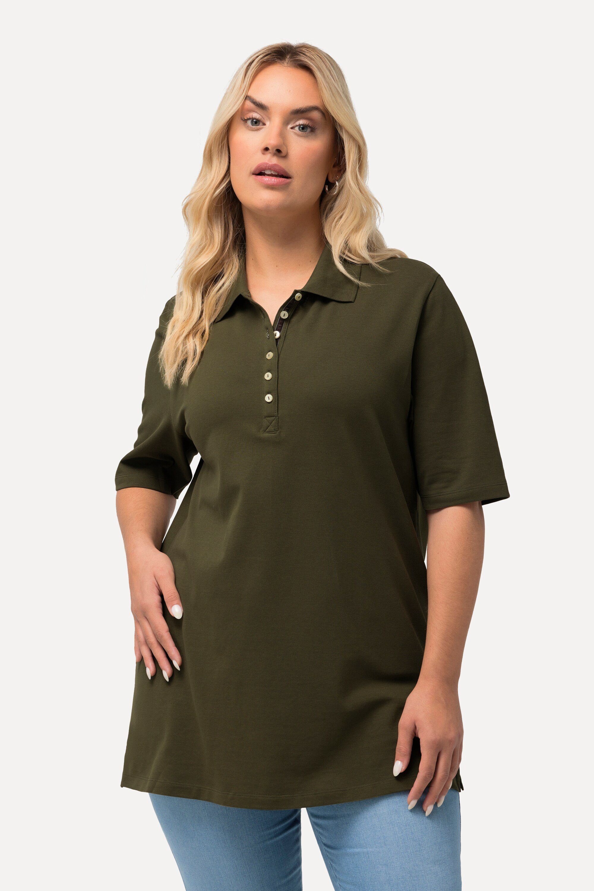 Ulla Popken T-Shirt Poloshirt Piqué Polokragen günstig online kaufen