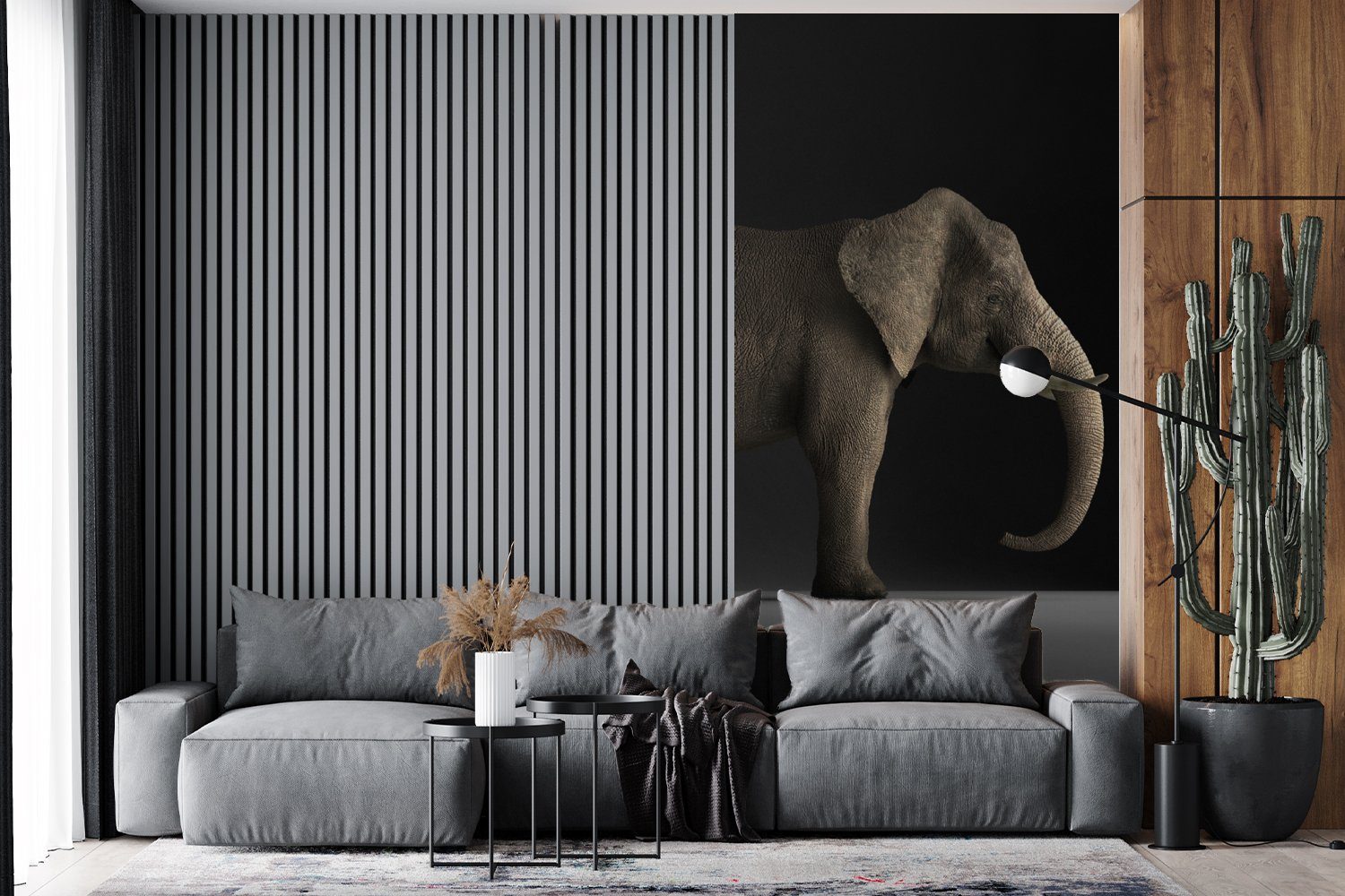 Schlafzimmer - Fototapete St), Elefant - Matt, (2 Fototapete Licht, MuchoWow Wohnzimmer Vliestapete bedruckt, Küche, Tiere für