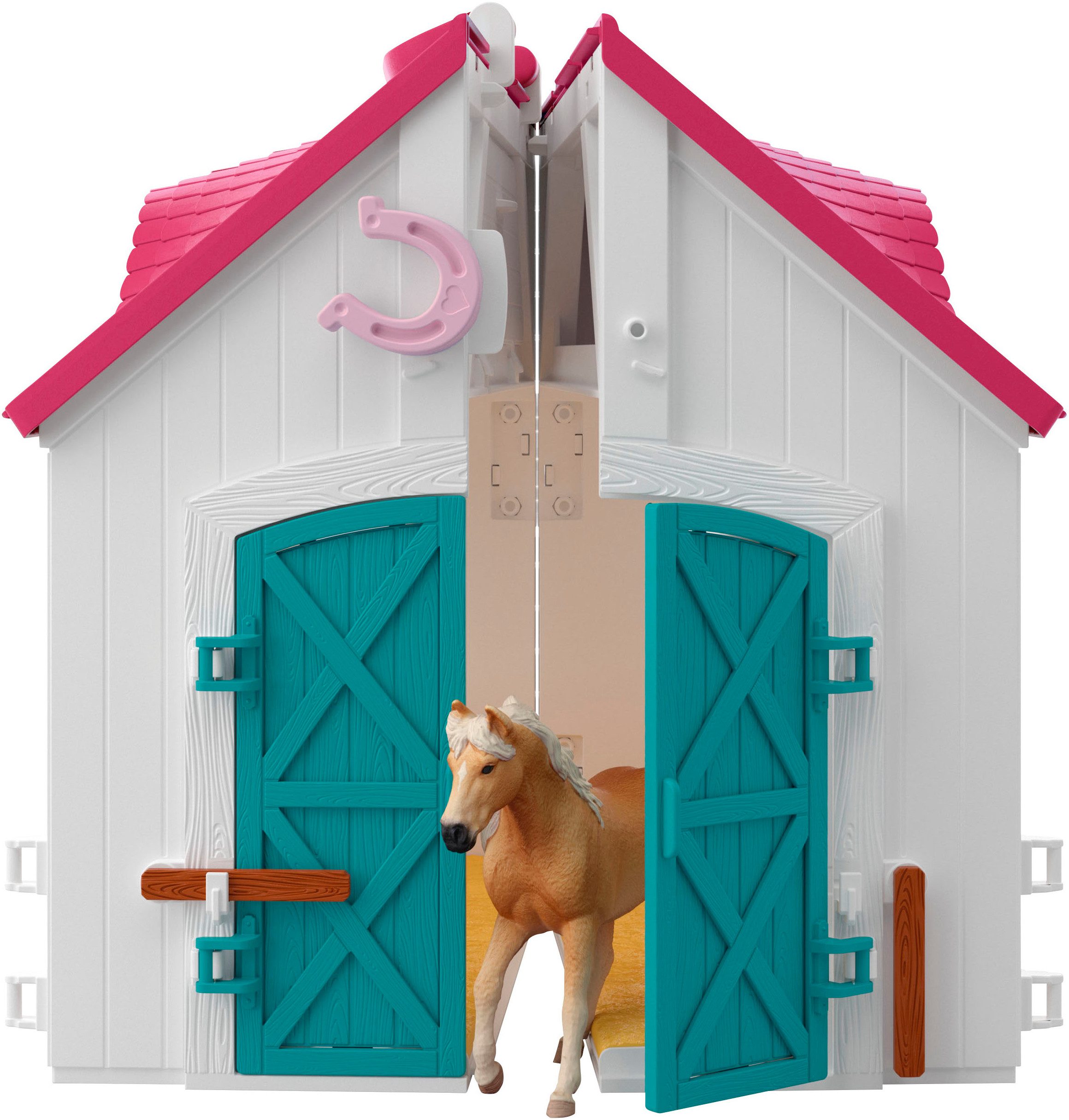 Schleich® Spielwelt HORSE CLUB, Offenstall -Kleines Hufeisen (42703), Made in Europe