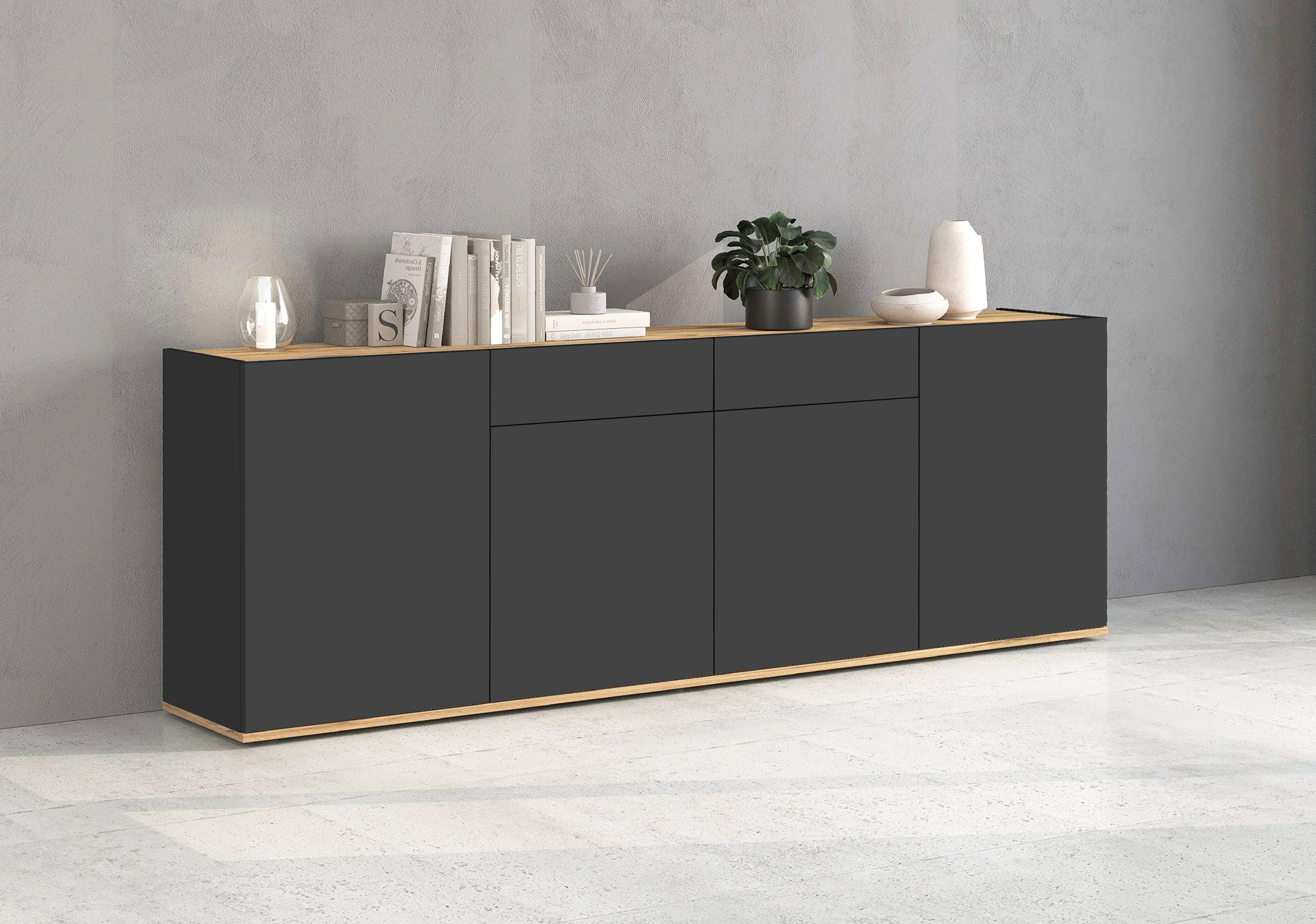INOSIGN Sideboard GARDA Sideboard,Kommode, Schrank, Kredenz Grifflos mit Push to Open (1 St), 4 Türen, 2 Schubladen, grifflos Breite 200 cm