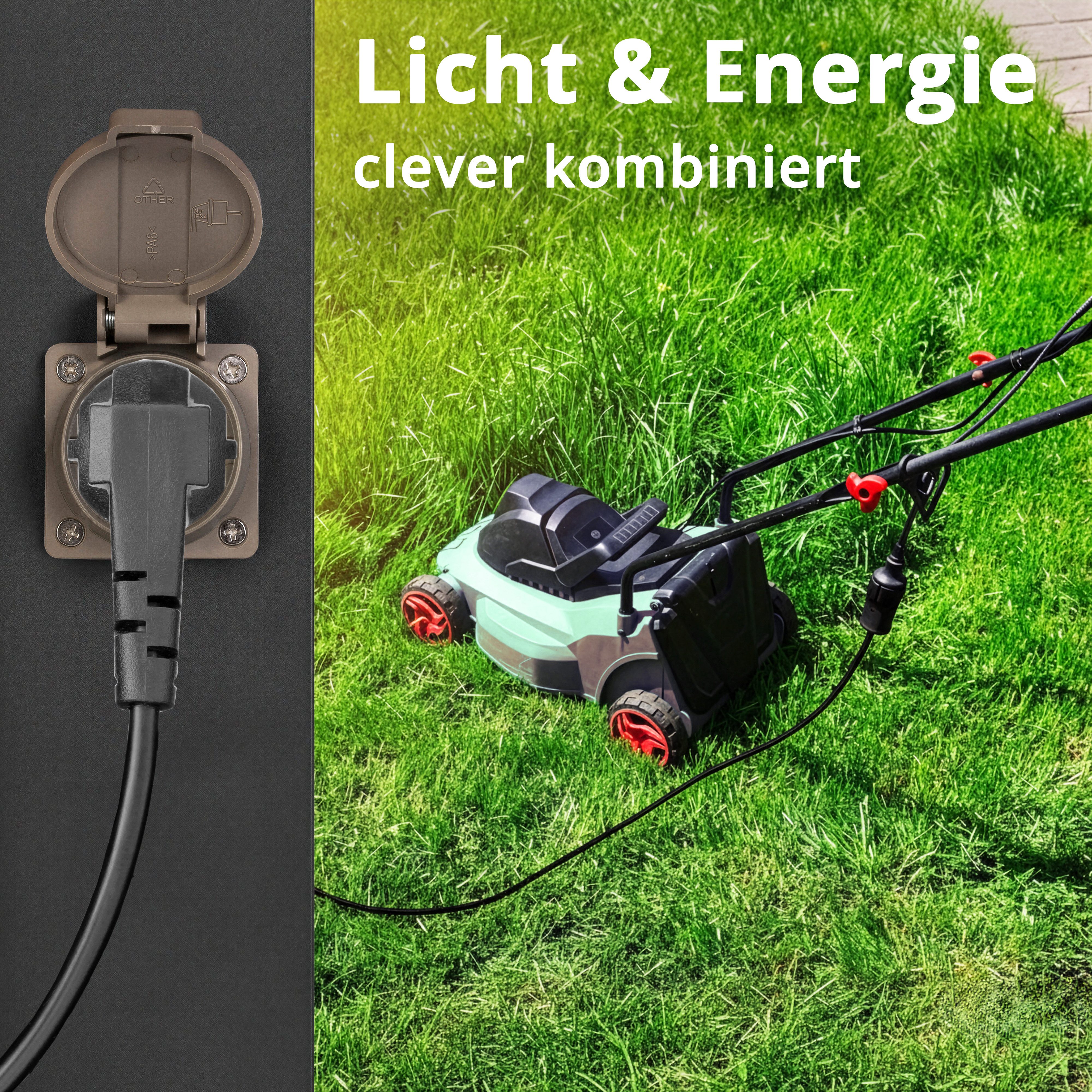 Grafner Außen-Stehlampe Wegleuchte Standleuchte 100cm 2 Steckdosen Bewegungsmelder anthrazit, ohne Leuchtmittel, Wegleuchte – Bild 4 von 5