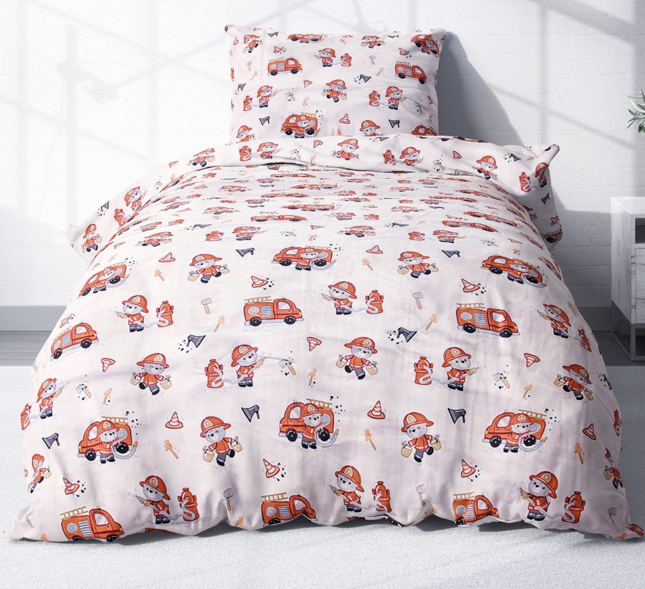 Heubergshop Kinderbettwäsche, Renforcé, 2 teilig, 135x200cm + 80x80cm Feuer günstig online kaufen