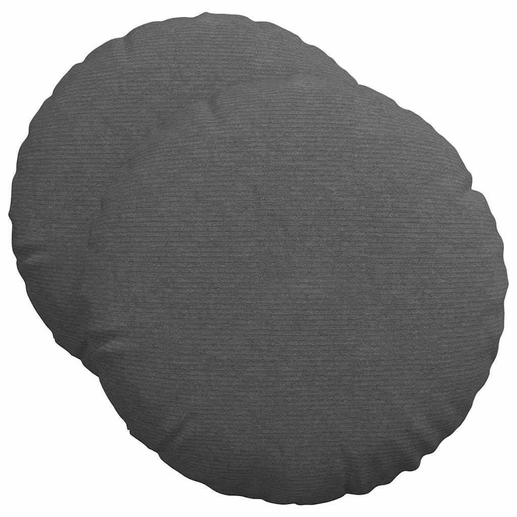 vidaXL Sitzauflage Sitzkissen 2 stk. Cordstoff Dunkelgrau Ø50 x 19 cm, (2 St)