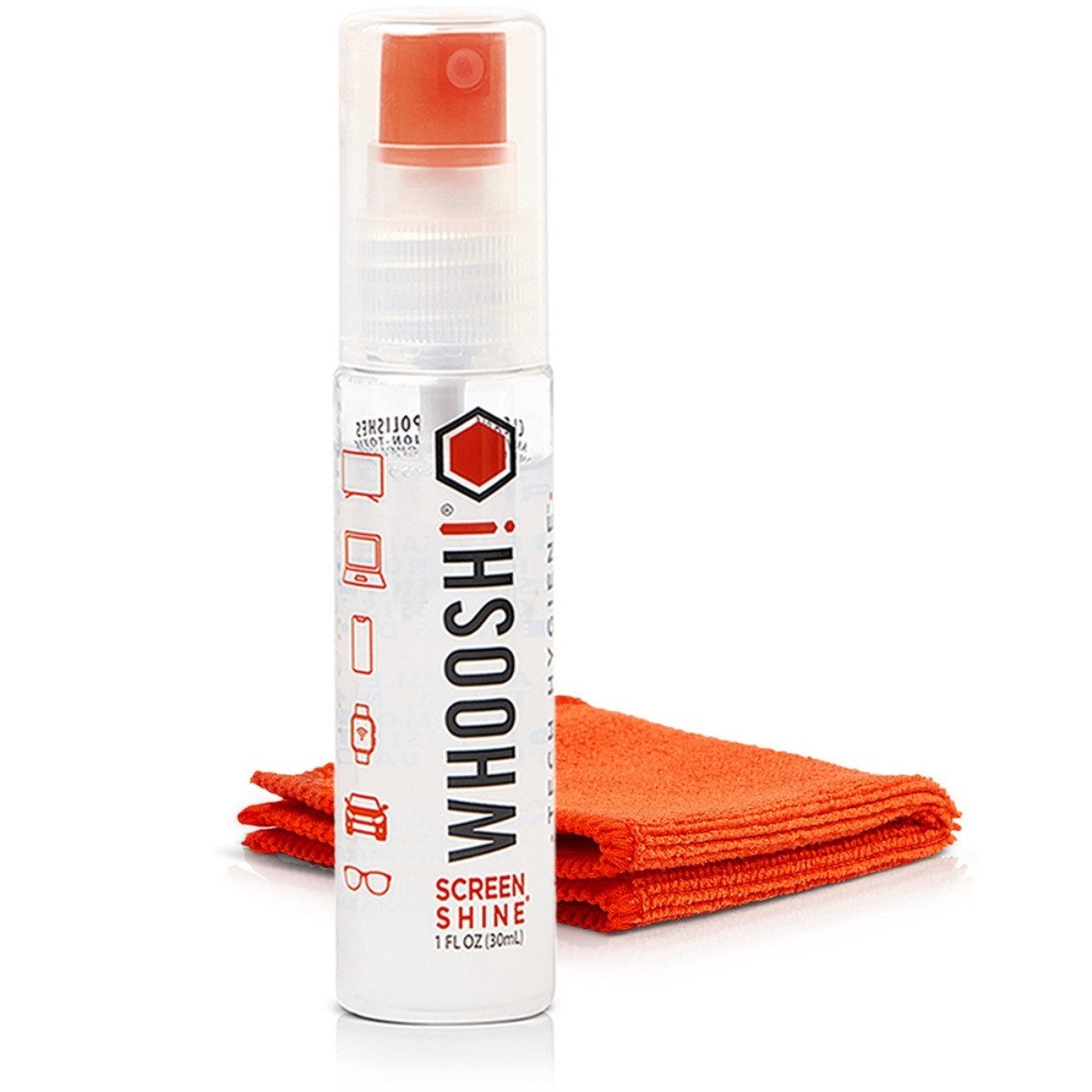 WHOOSH! Reinigungs-Set Screen Shine, Go 30ml + Mikrofasertuch 15x15cm