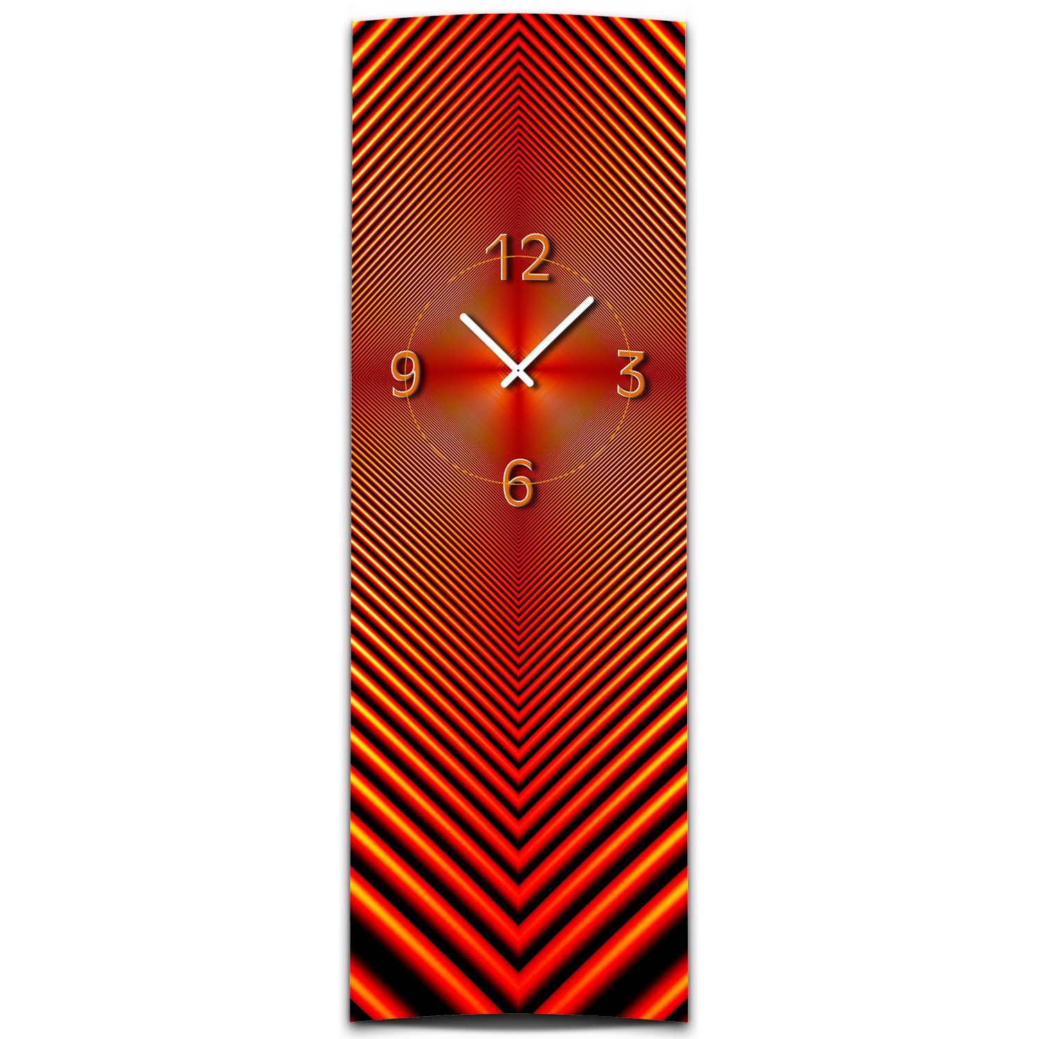 dixtime Wanduhr Wanduhr XXL 3D Optik Dixtime abstrakt rot 30x90 cm hochkant leises (Einzigartige 3D-Optik aus 4mm Alu-Dibond)