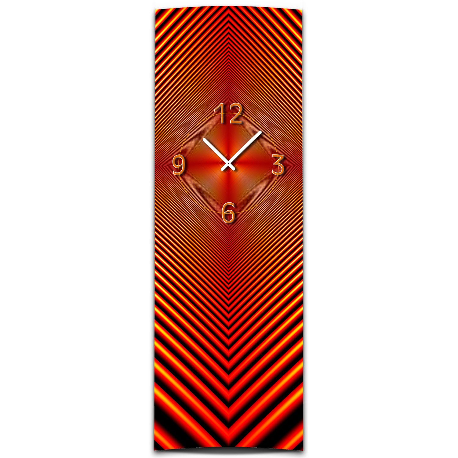 dixtime Wanduhr Wanduhr XXL 3D Optik Dixtime abstrakt rot 30x90 cm hochkant (Einzigartige 3D-Optik aus 4mm Alu-Dibond)
