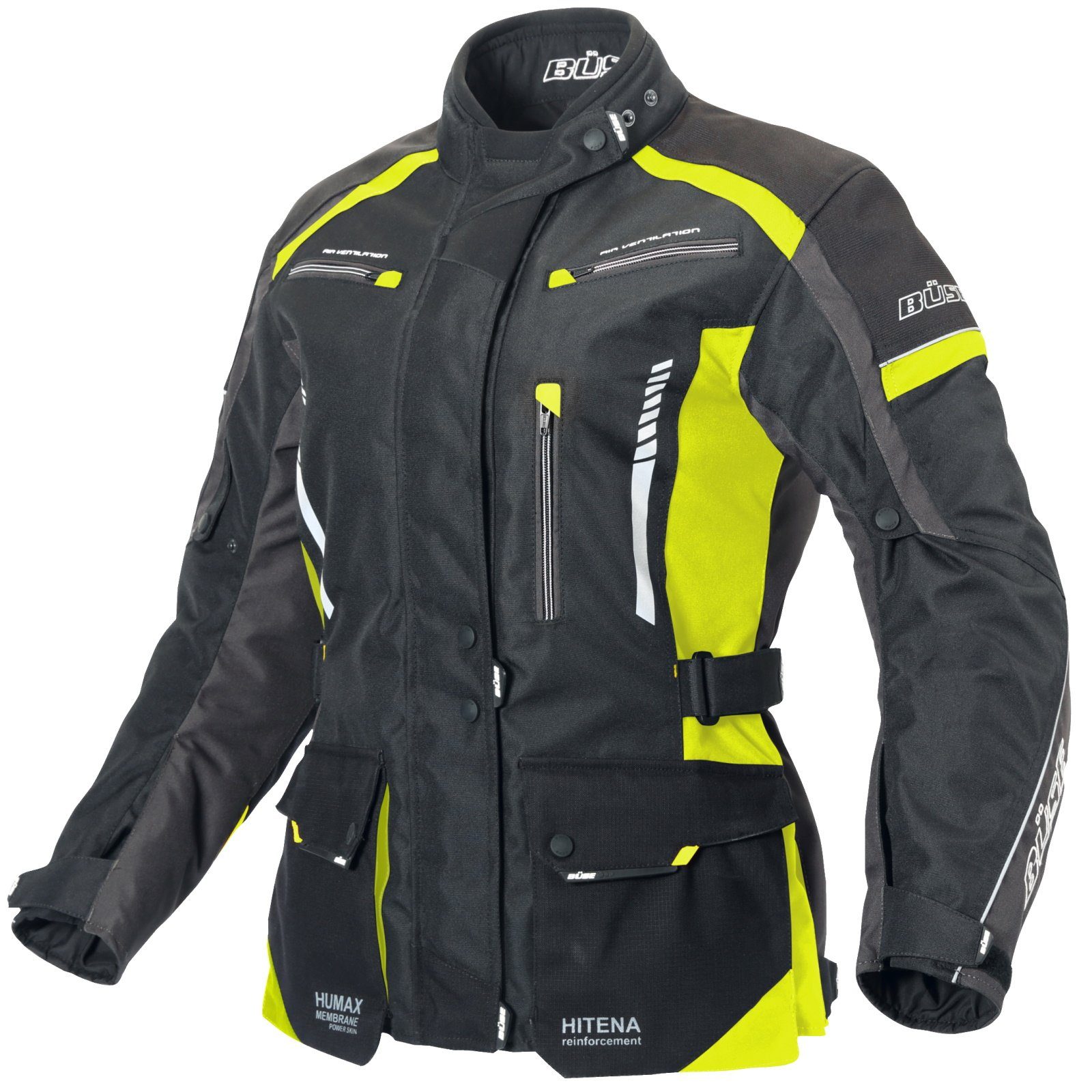 Büse Motorradhelm Büse Torino II Textiljacke schwarz / neongelb Damen Schwarz/Gelb