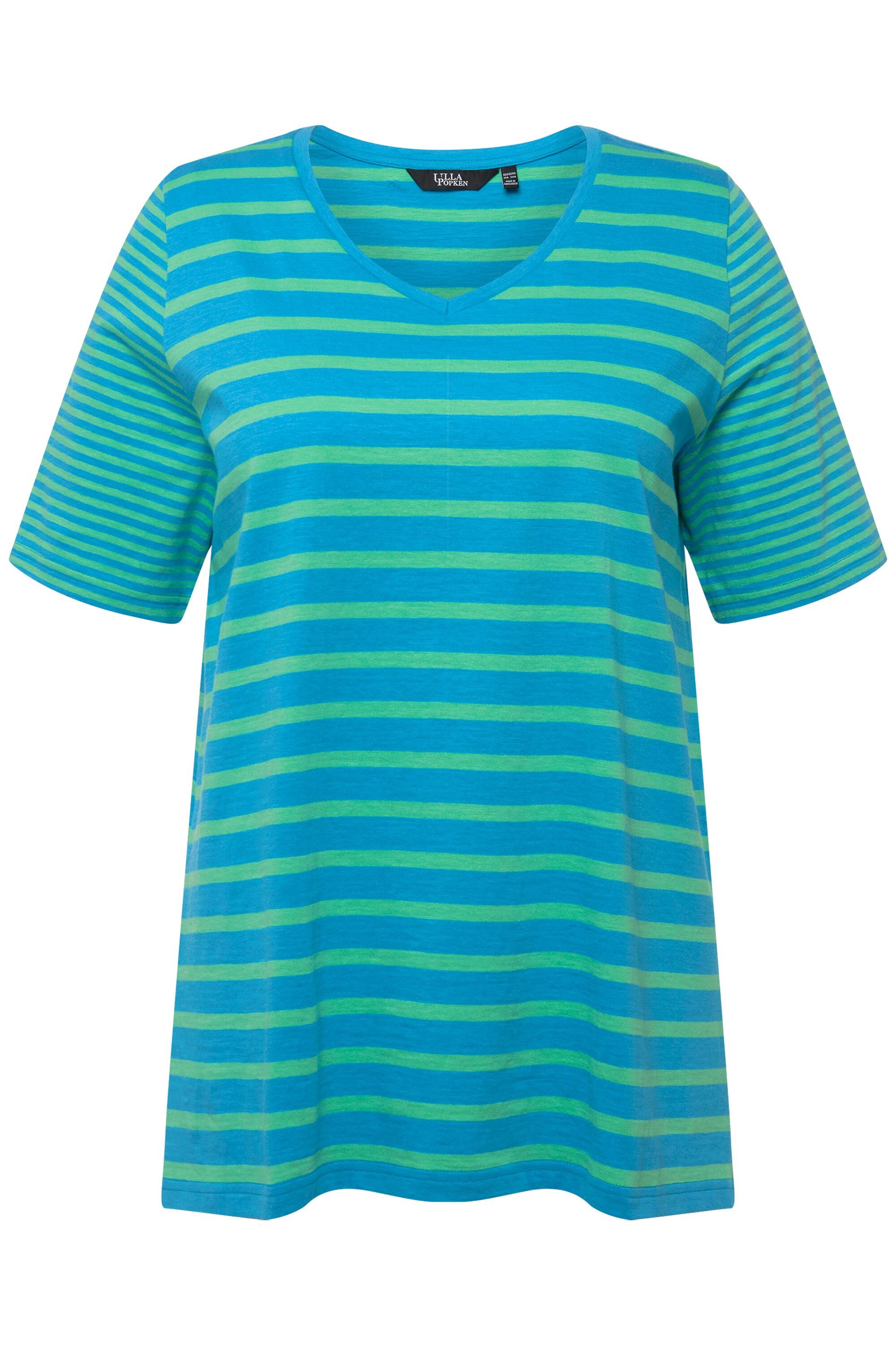 Ulla Popken T-Shirt Shirt Ringelmix A-Linie günstig online kaufen