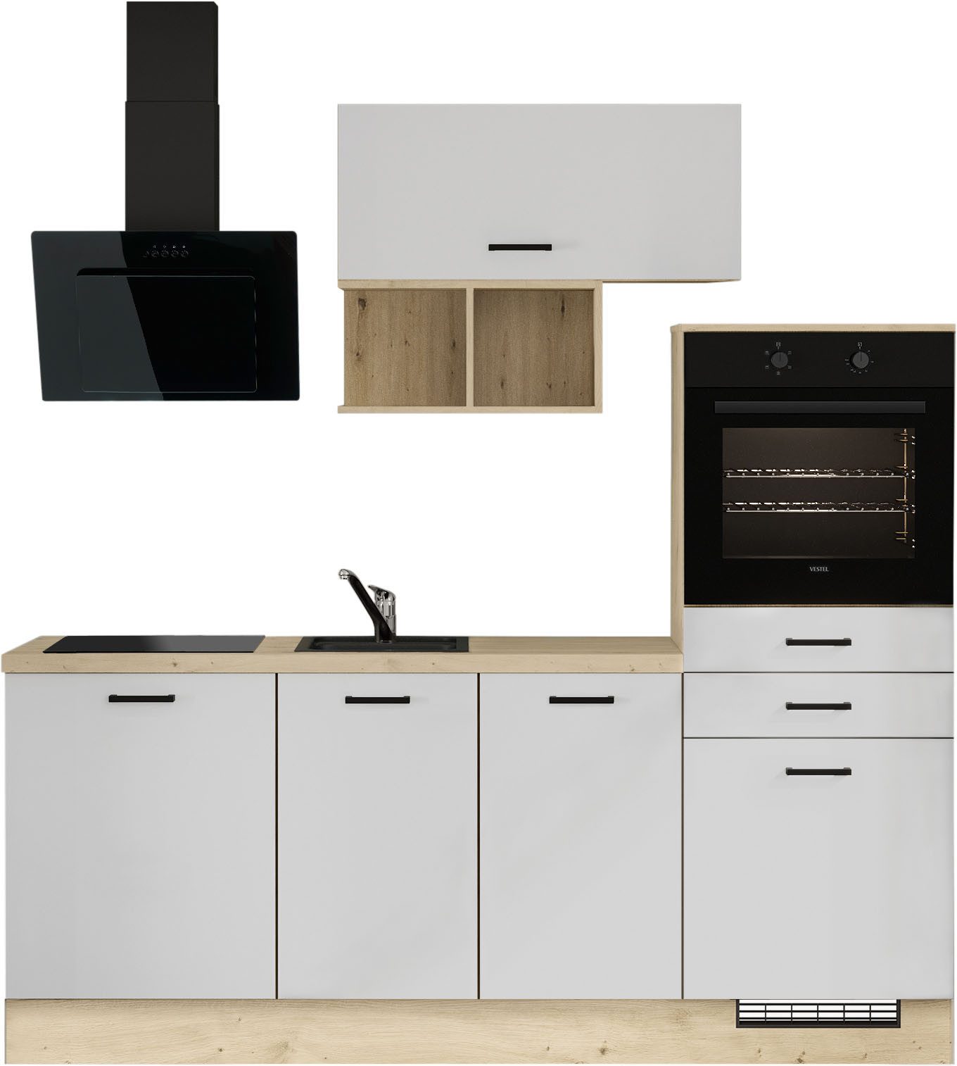 IMPULS KÜCHEN Küchenzeile München, Ausrichtung wählbar, Schubkästen mit Soft-Close, (Set), in verschiedenen Farben erhältlich, Breite 210 cm