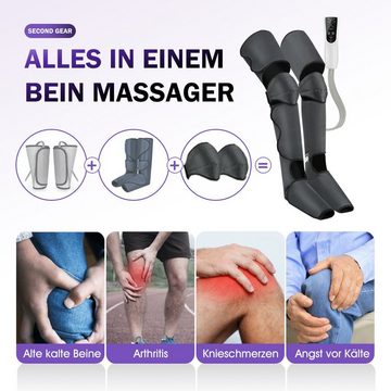 oyajia Fußmassagegerät Beinmassagegerät Luftkompression für Durchblutung& Muskelentspannung, Sequenzielle Massagegerät mit Regler, 3 Modi 3 Intensitäten, Heizung