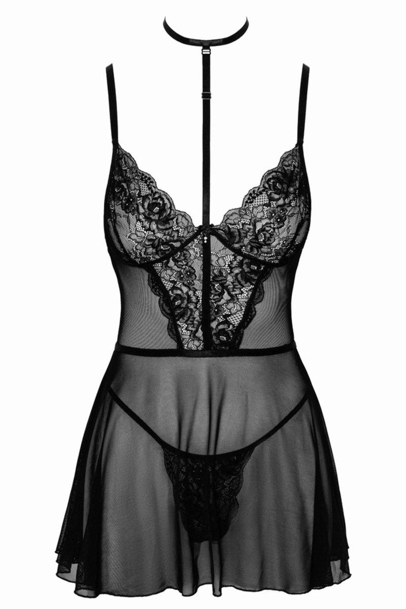 Kissable Negligé Negligee in schwarz - L/XL