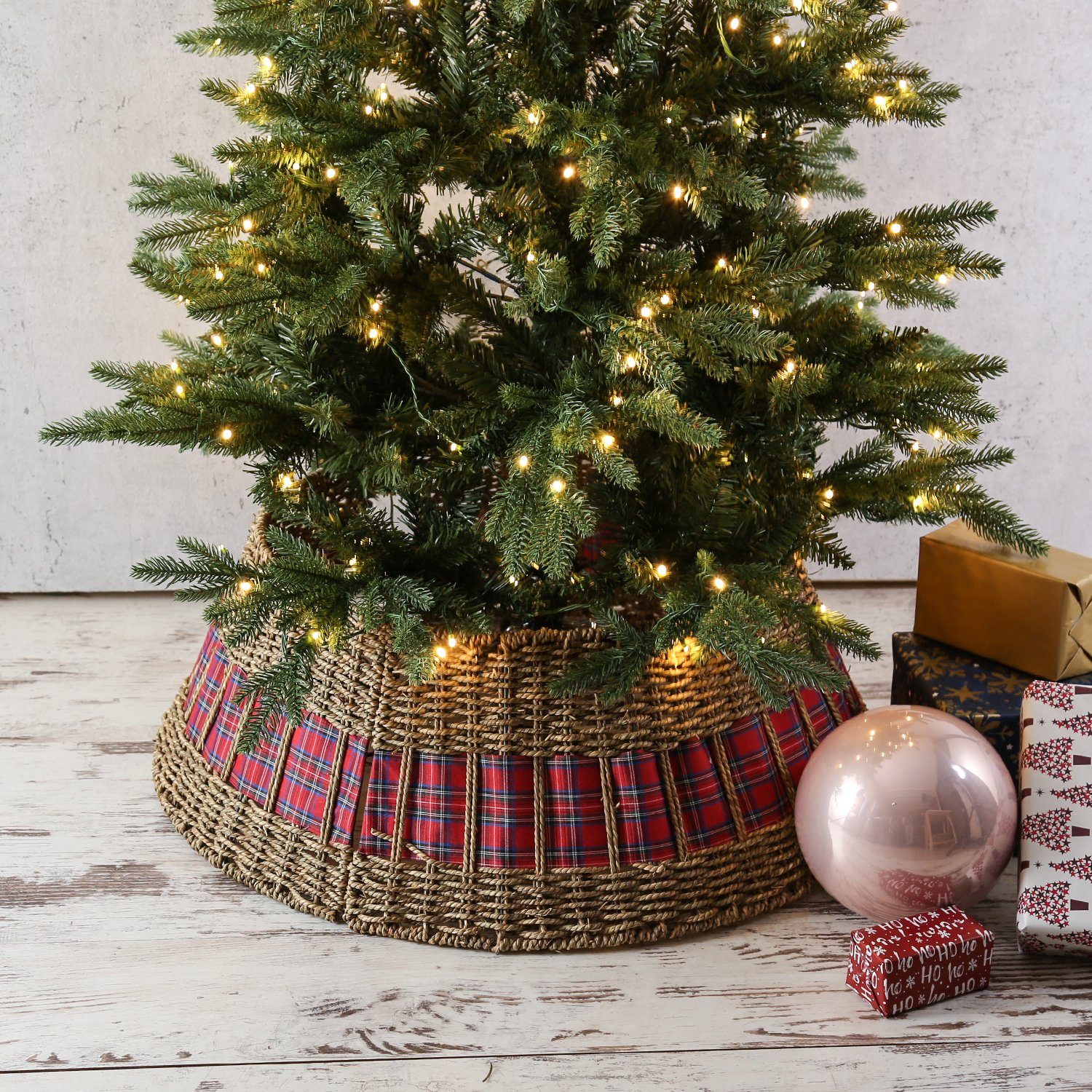 Korb D: MARELIDA Rock Baumständer Verkleidung Seegras Christbaumständer (1-tlg) Weihnachtsbaumring 57cm