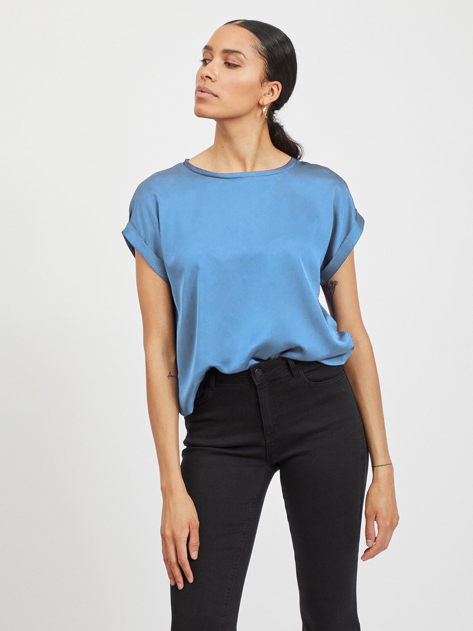Vila T-Shirt Satin Blusen Kurzarm Basic günstig online kaufen