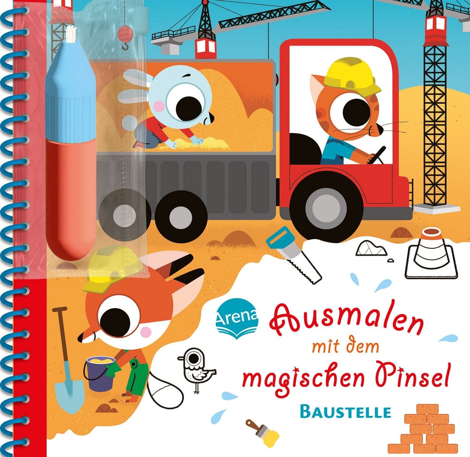 Ausmalen mit dem magischen Pinsel. Baustelle / Marta Sorte, Malbuch mit Wassertankstift für Kinder ab 3 Jahren. Selbstständige Beschäftigung. Malen ohne Flecken
