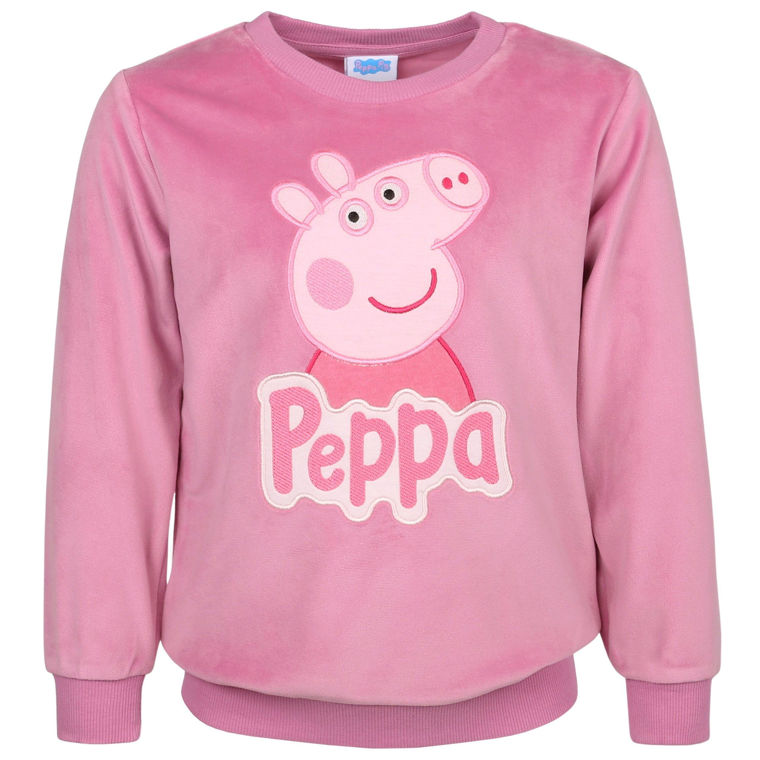 Peppa Pig Sweatshirt Peppa Pig Rosafarbenes Mädchen-Sweatshirt aus Velours 6 Jahre