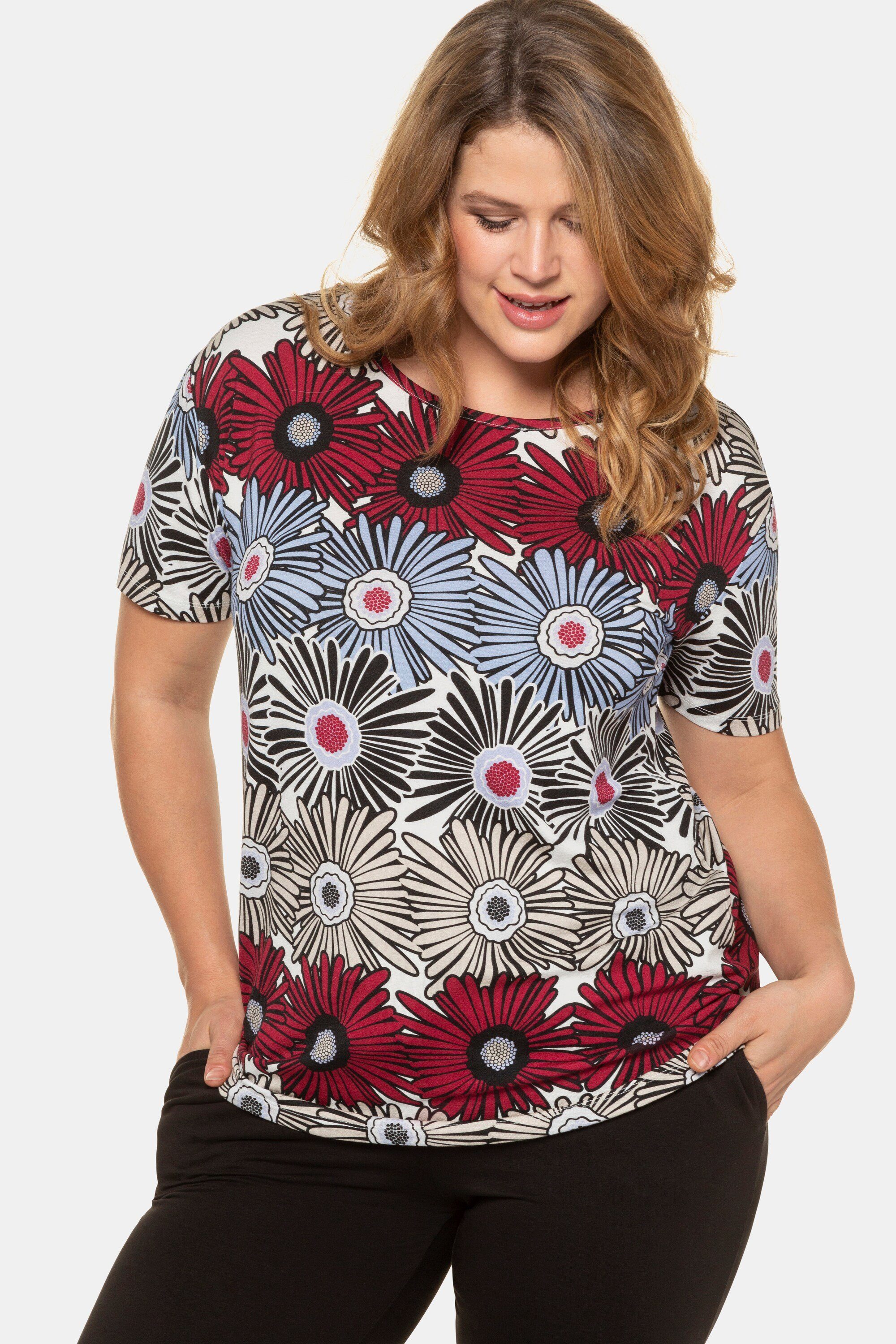 T-Shirt T-Shirt Blütenstreifen Oversized Viskose