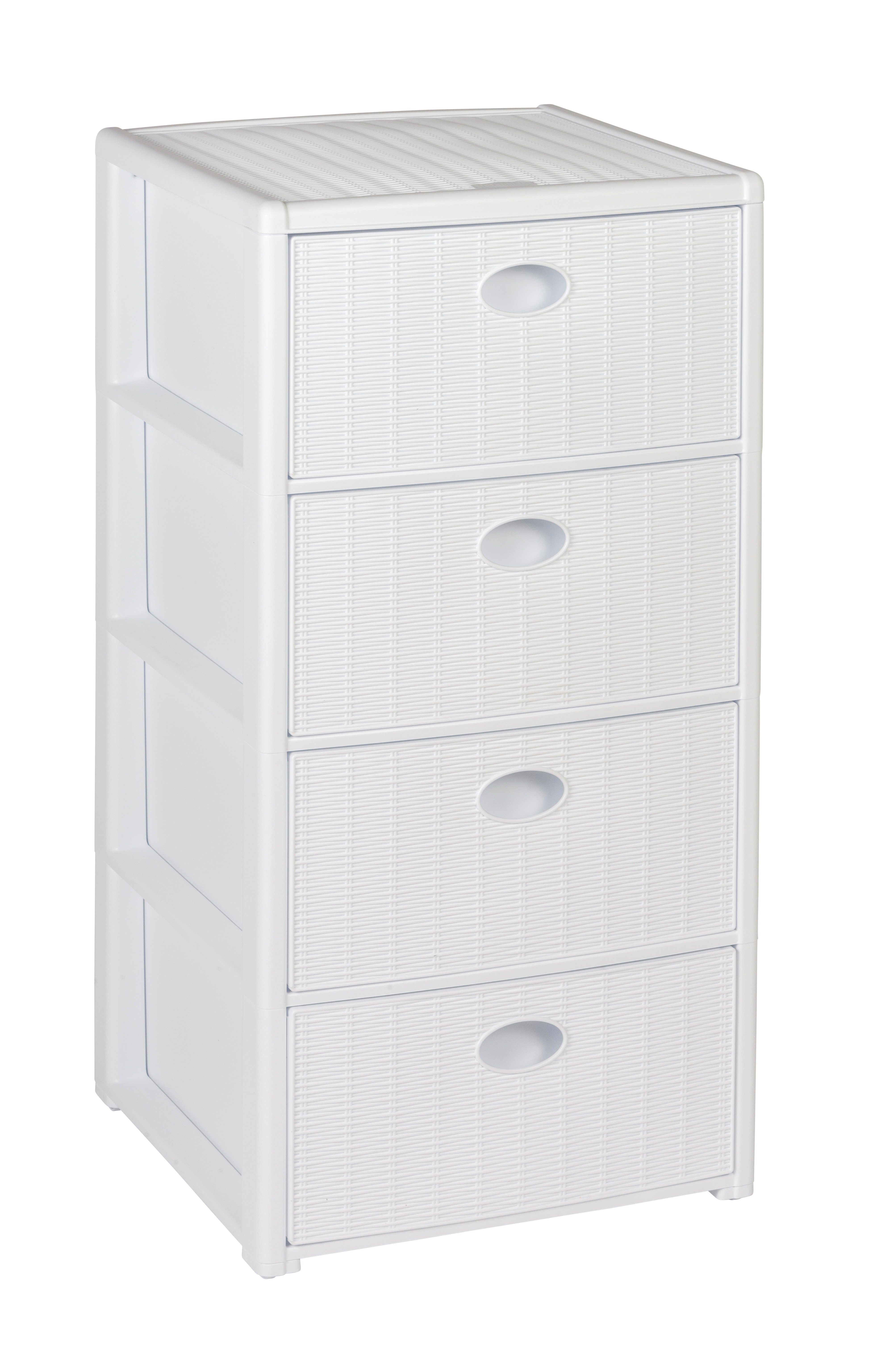 Kreher Rollcontainer mit 4 Schubladen im Rattan Design (Weiss), (1 St) günstig online kaufen