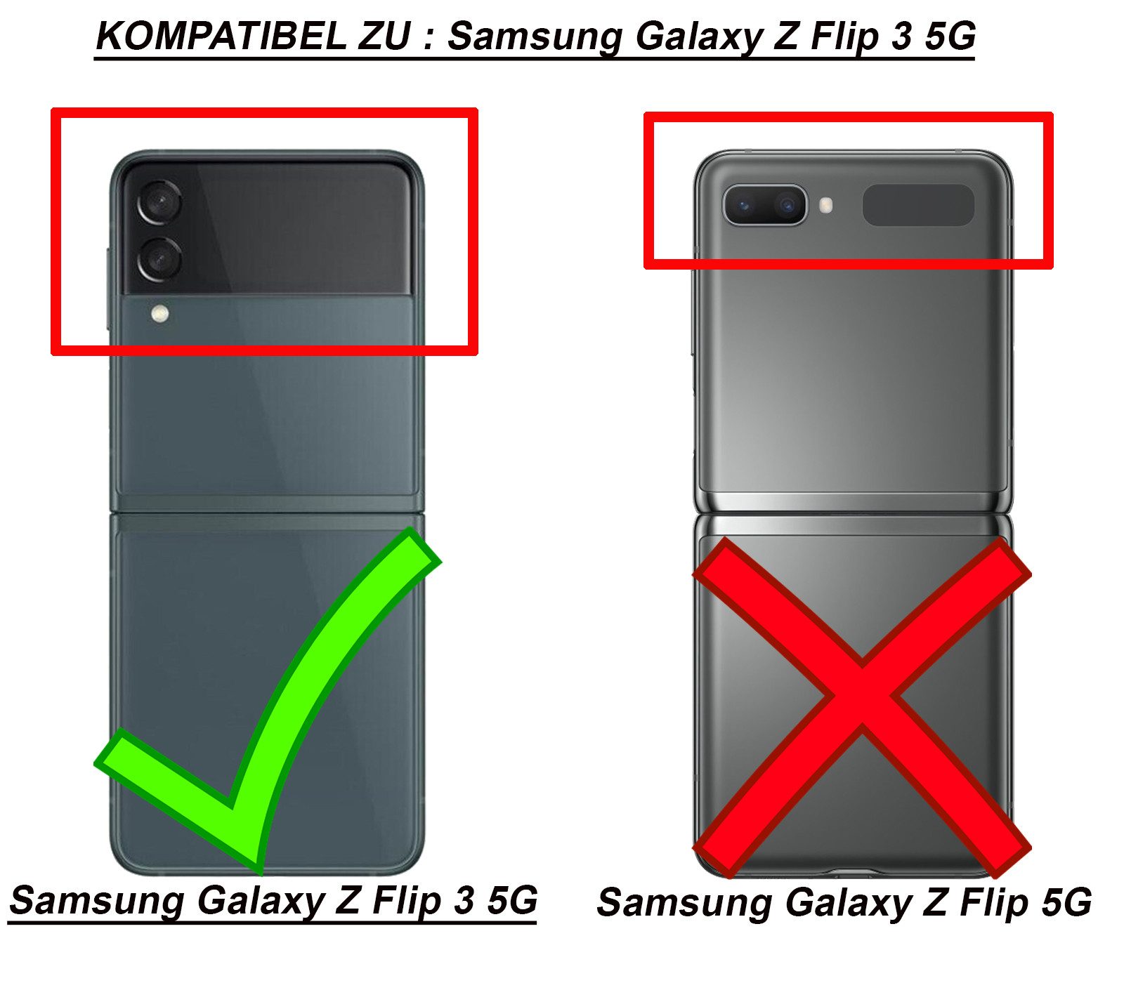 betterfon Handyhülle Handytasche für Samsung Galaxy Z Flip3 5G Schwarz, Elegantes Flip Case für modernen, stylischen Look