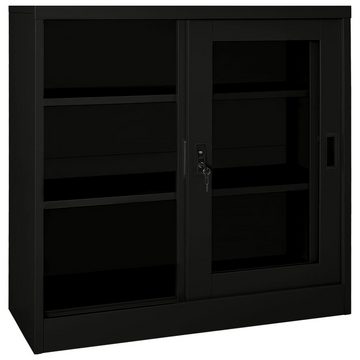 vidaXL Fächerschrank Schrank mit Schiebetür Schwarz 90x40x90 cm Stahl (1-St)