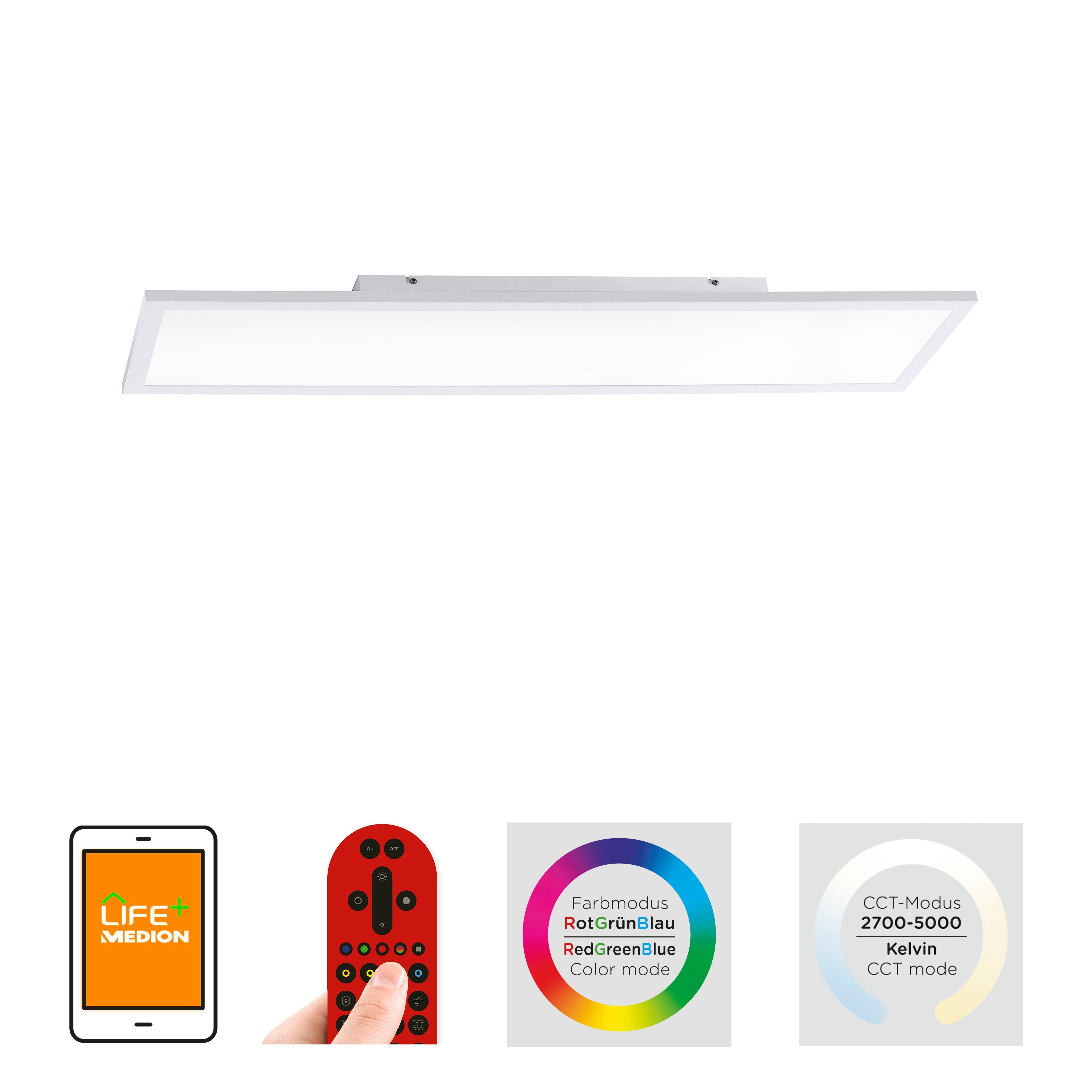 Leuchten Direkt Deckenleuchte Ls-FLAT, Fernbedienung, Infrarot inkl.,  Memory, nach Trennung vom Netz, dimmbar über Fernbedienung, LED fest  integriert, warmweiß - kaltweiß, RGB+tunable white, Infrarot inkl.,  Fernbedienung, Smarthome fähig