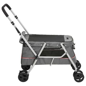 vidaXL Hundebuggy Hundewagen Faltbar Grau 100x49x96 cm Leinenstoff