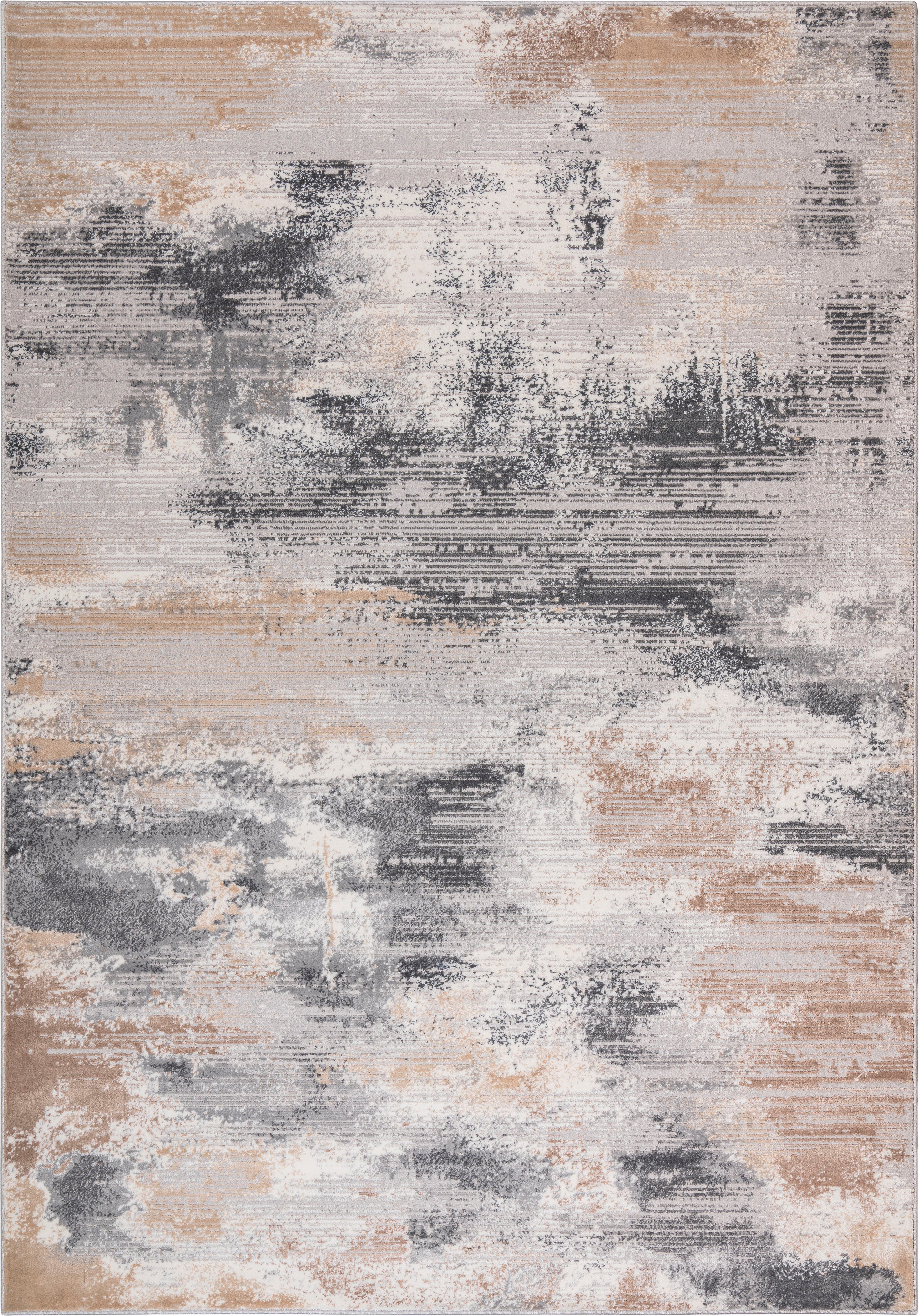 Teppich Oleas, Leonique, rechteckig, Höhe: Vintage-Look, abstraktes mm, grau Haptik, 24 Design, pflegeleicht weiche