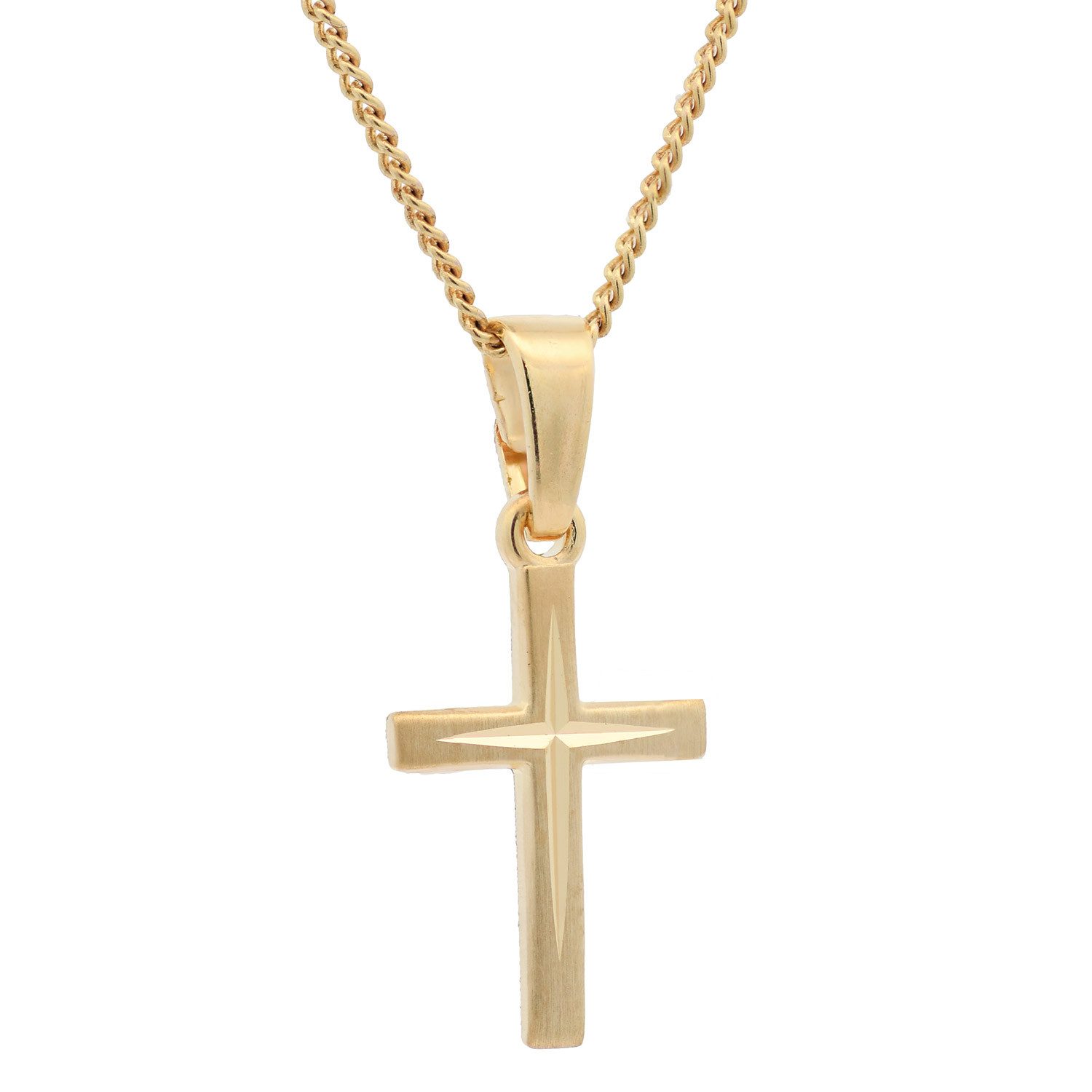 HOPLO Kreuzanhänger Vergoldete Halskette Kreuz mit Kette Silber vergoldet 3 günstig online kaufen